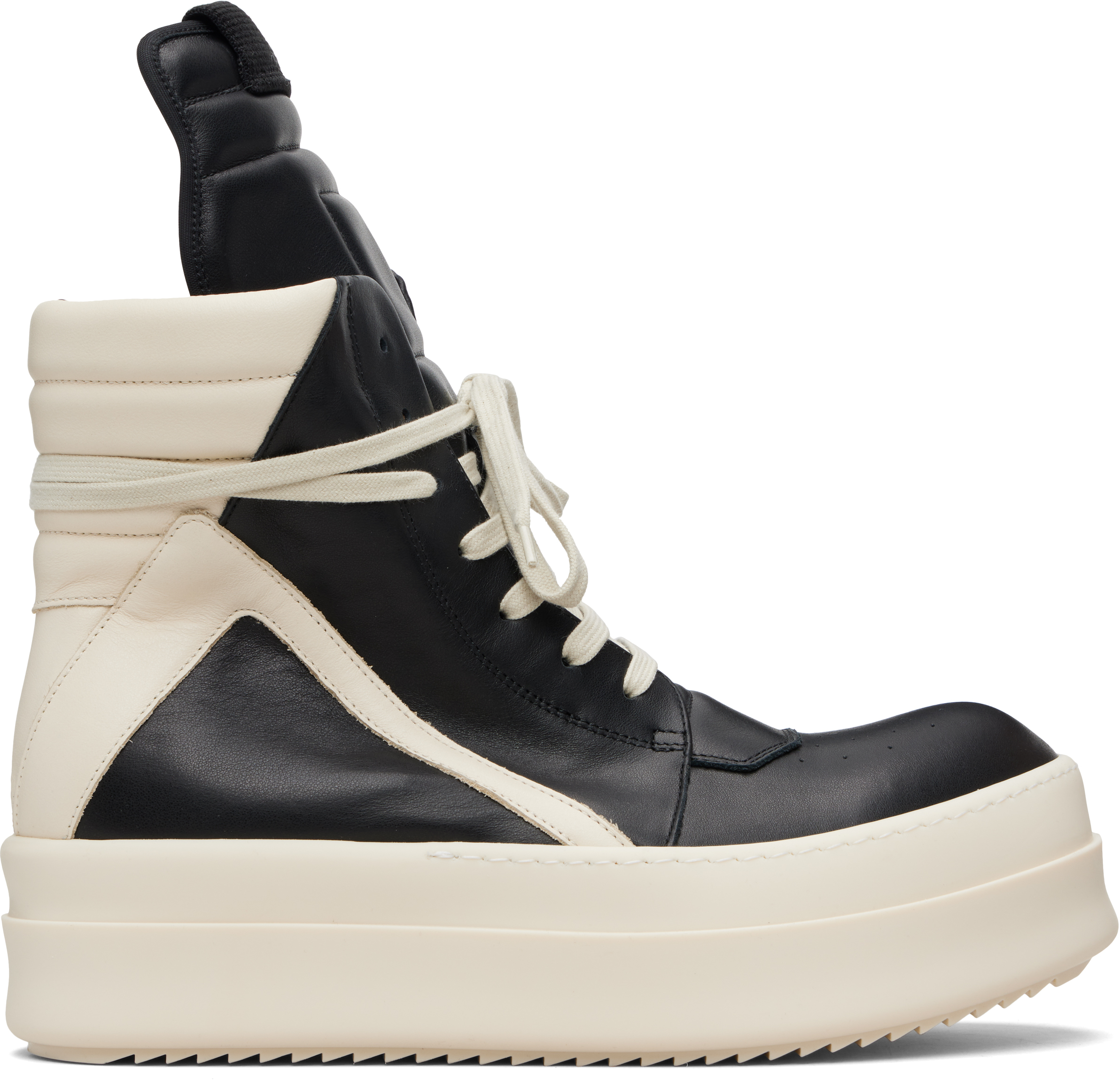 Rick Owens: Black Temple Mega Bumper Geobasket Sneakers | SSENSE