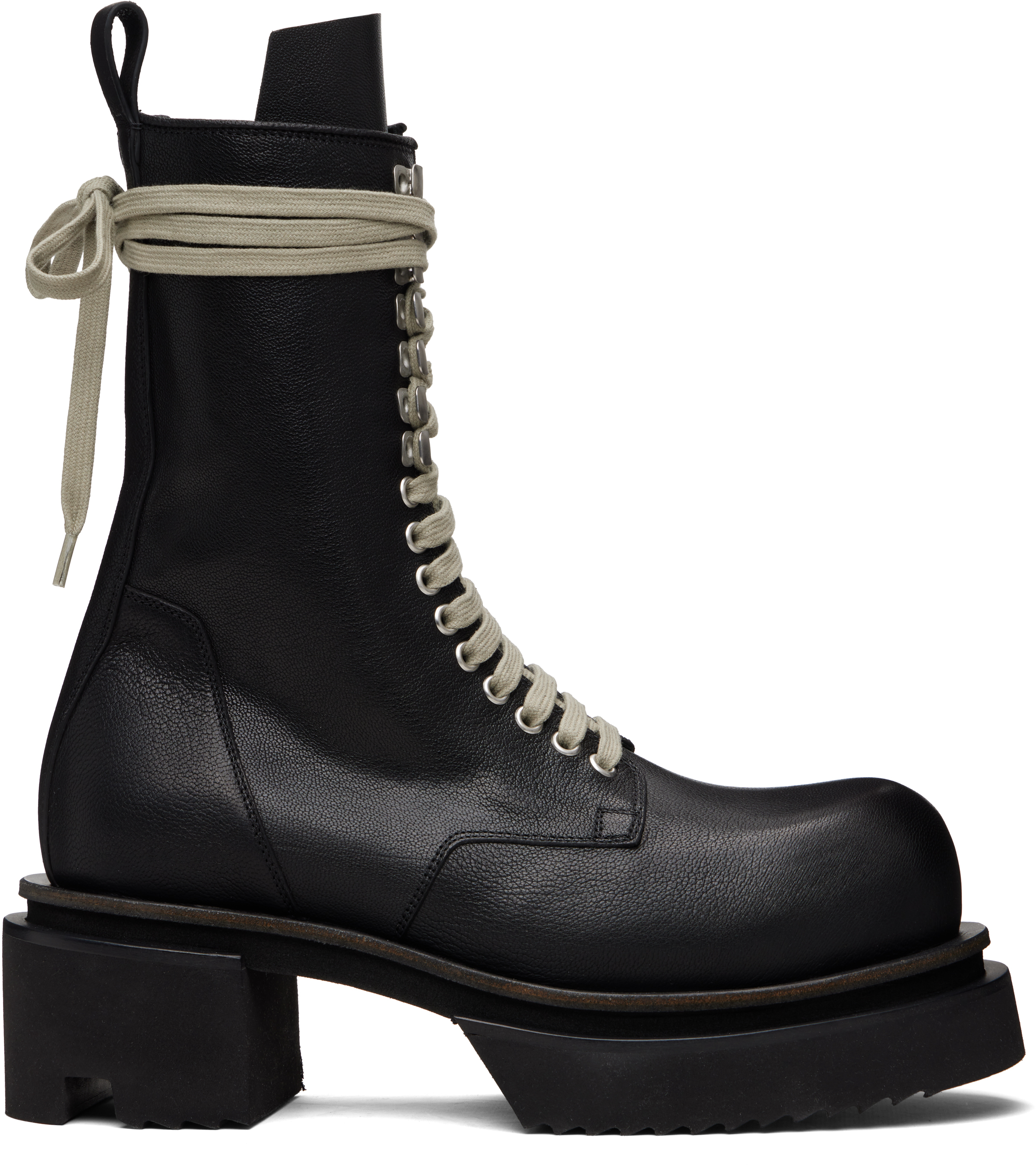 Rick Owens: Black Temple Laceup Bogun Boots | SSENSE