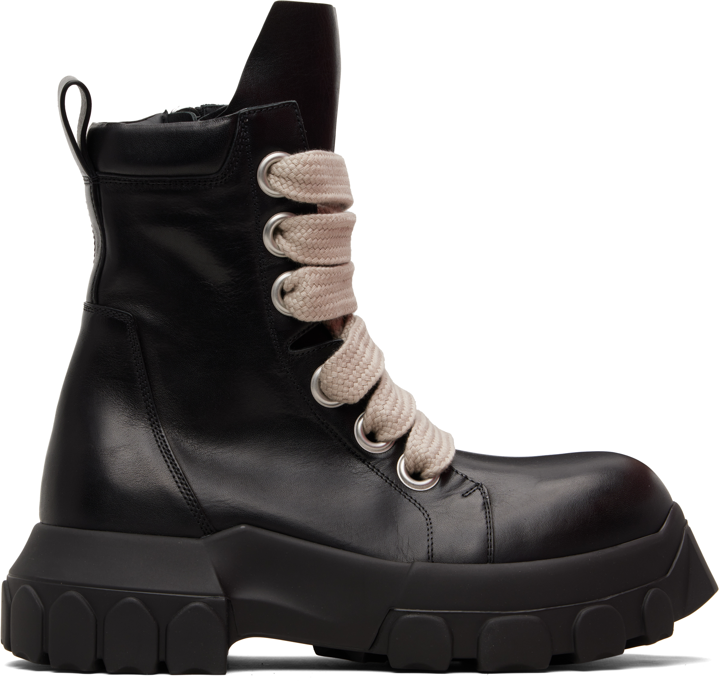 Rick Owens: Black Temple Jumbolace Army Bozo Tractor Boots | SSENSE