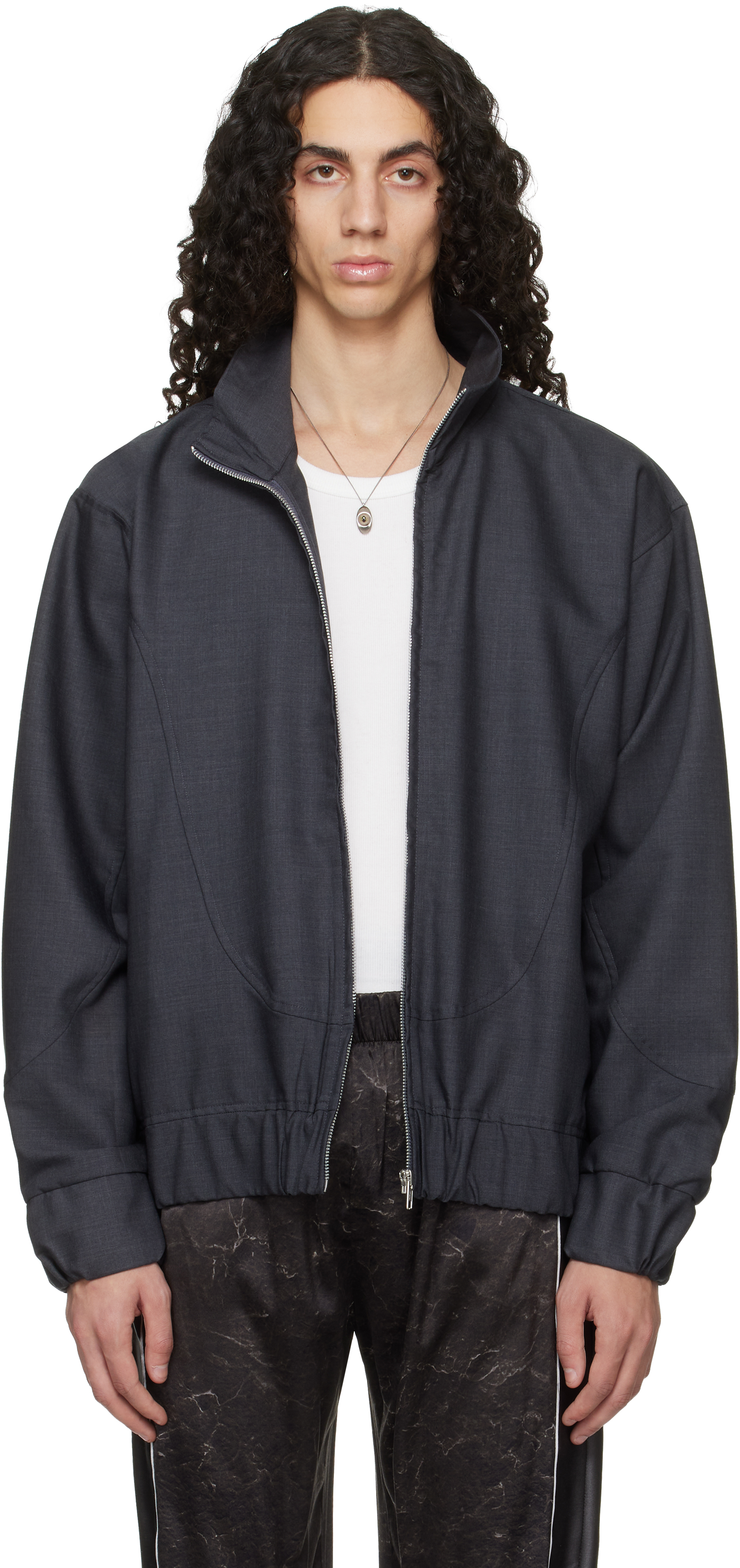 Serapis Gray Wool Track Jacket