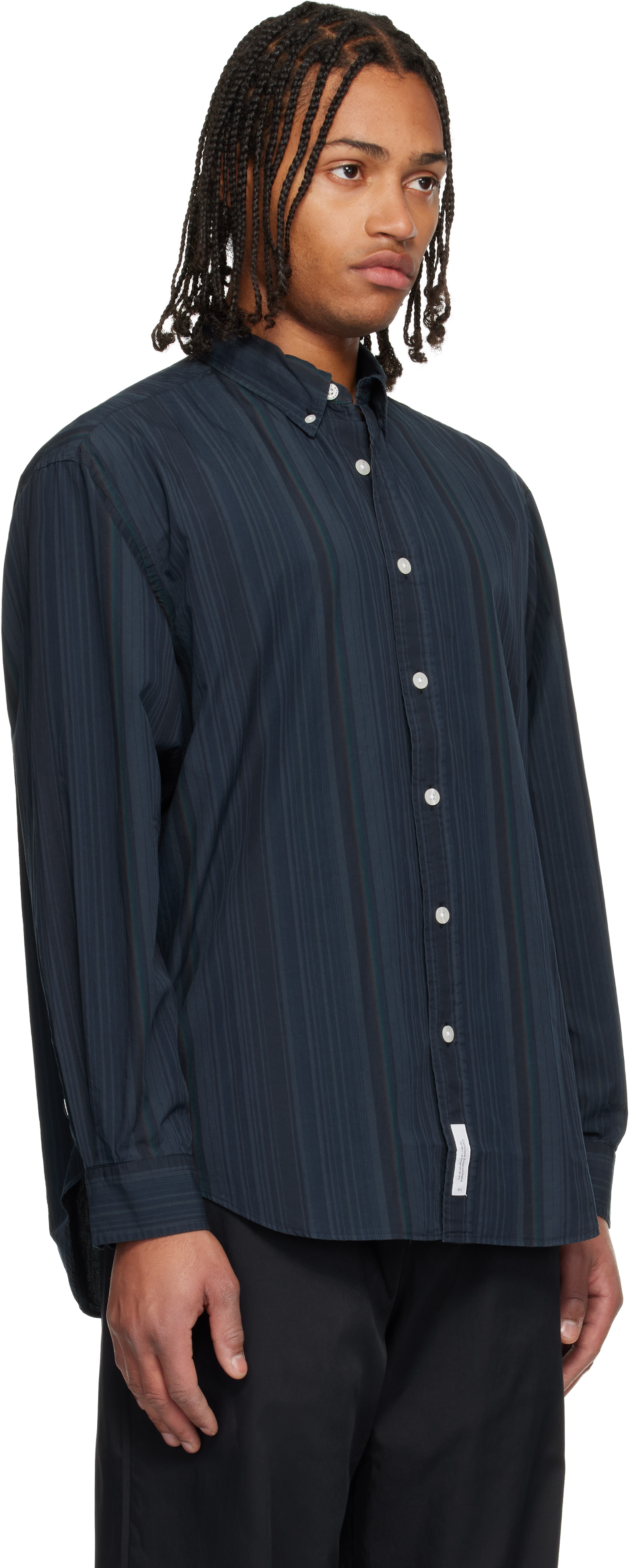 Wtaps Button-down Collar Striped Cotton-broadcloth Shirt In Blue