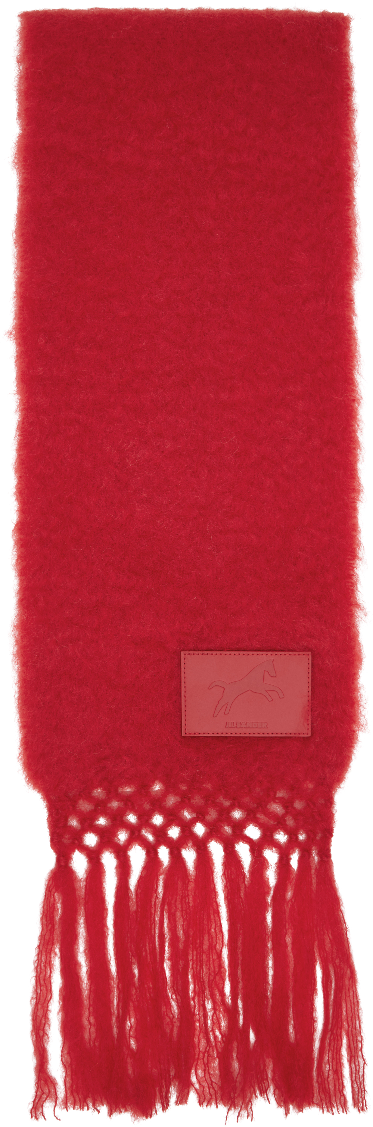 Red Wool Blend Scarf by Jil Sander on Sale