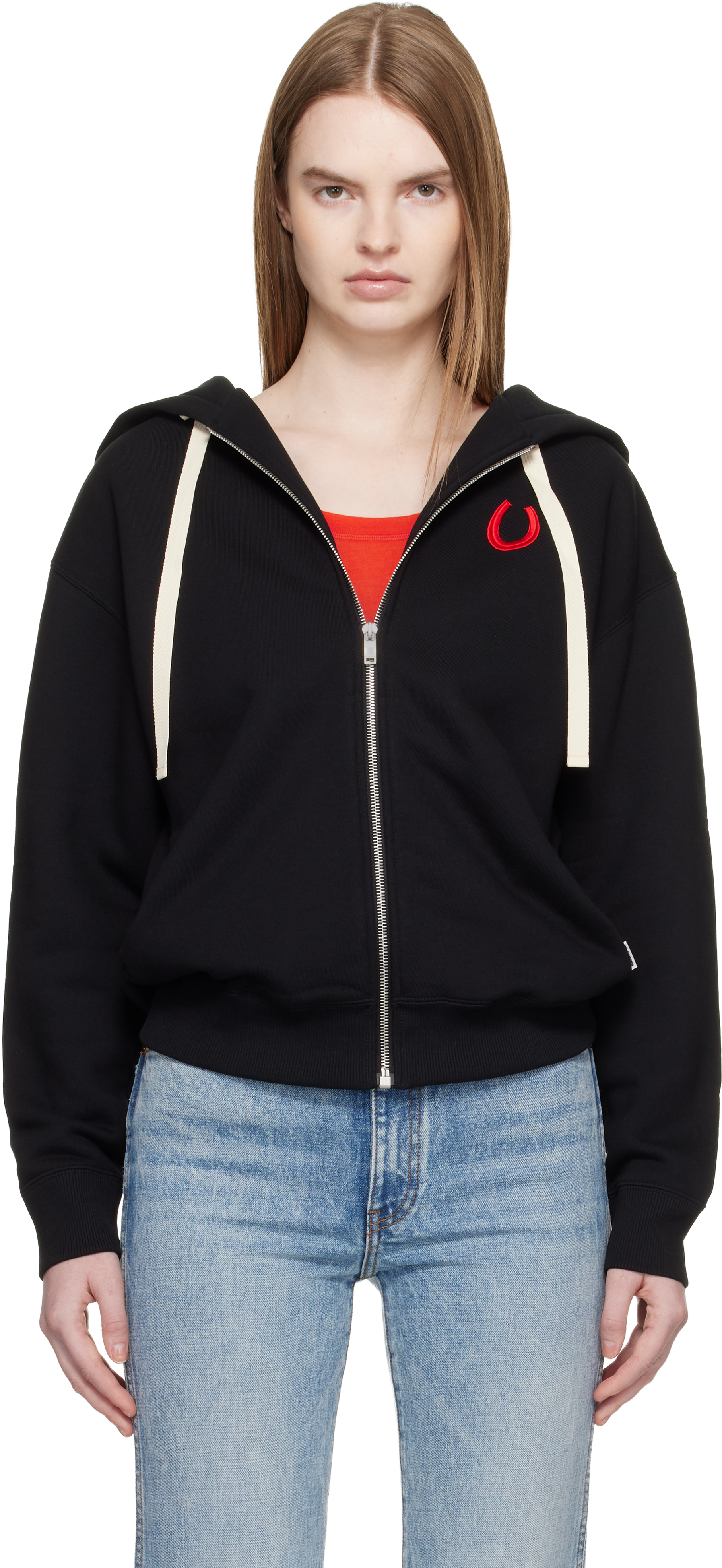 Jil Sander Black Cotton Terry Zip-Up Hoodie