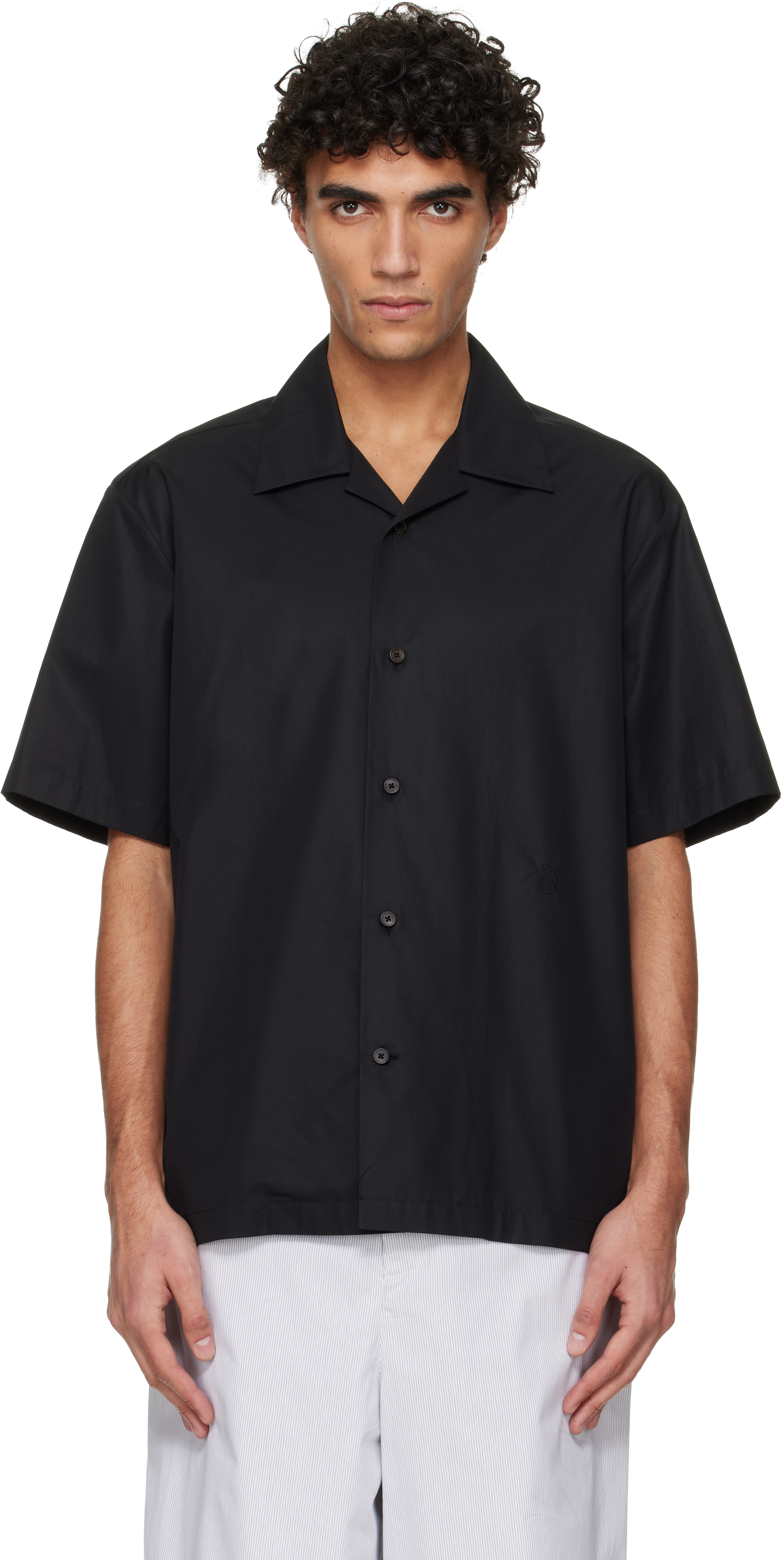 Jil Sander Black Embroidered Shirt