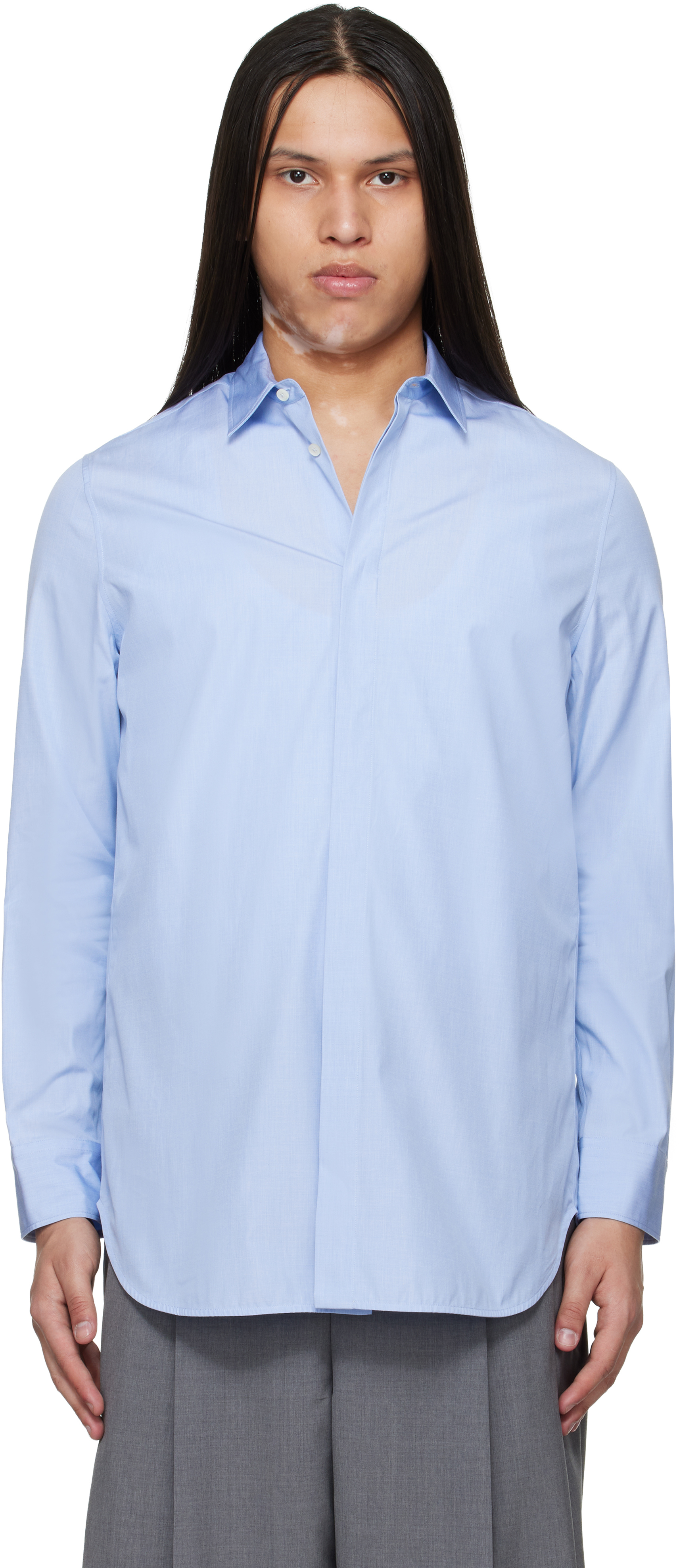 Jil Sander: Blue Open Back Shirt | SSENSE UK