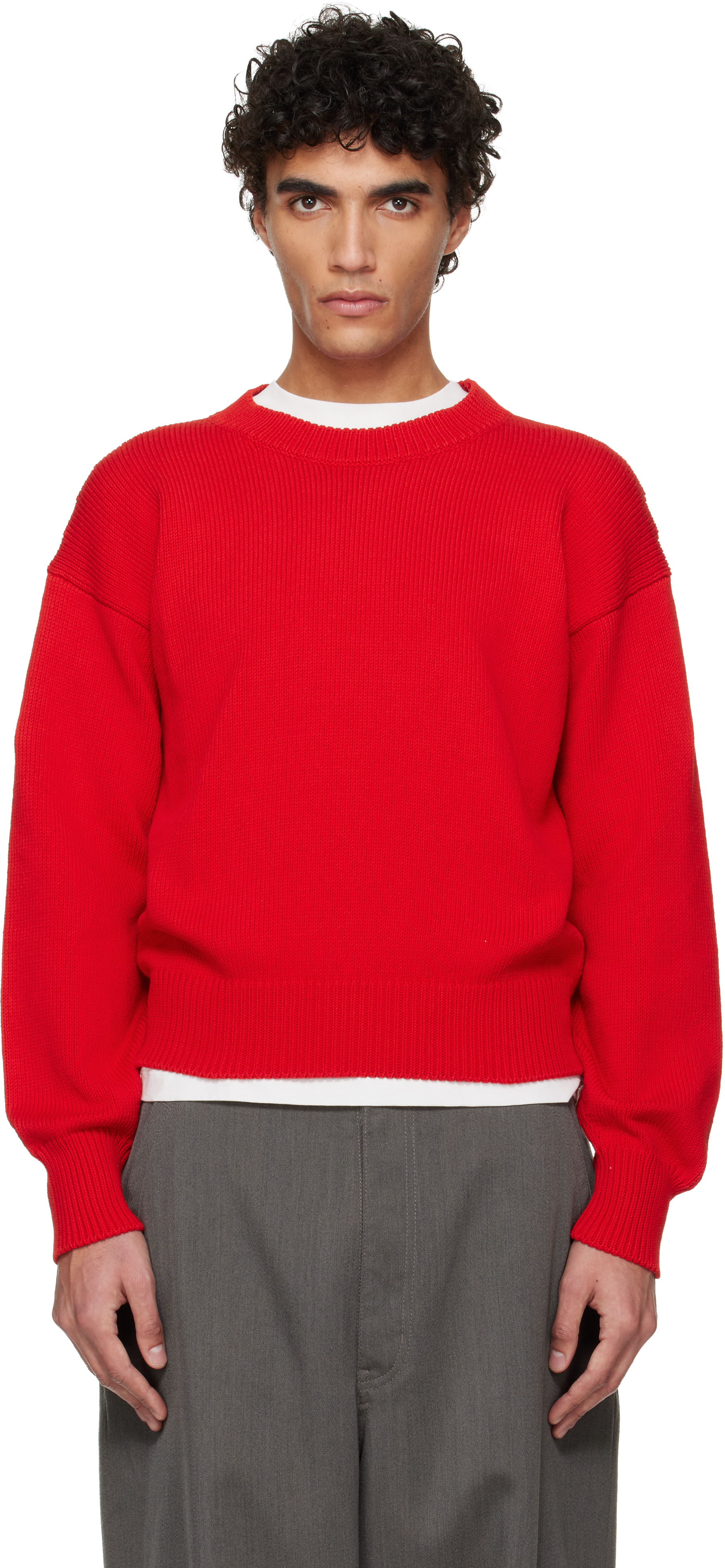 Jil Sander Red Cotton Sweater