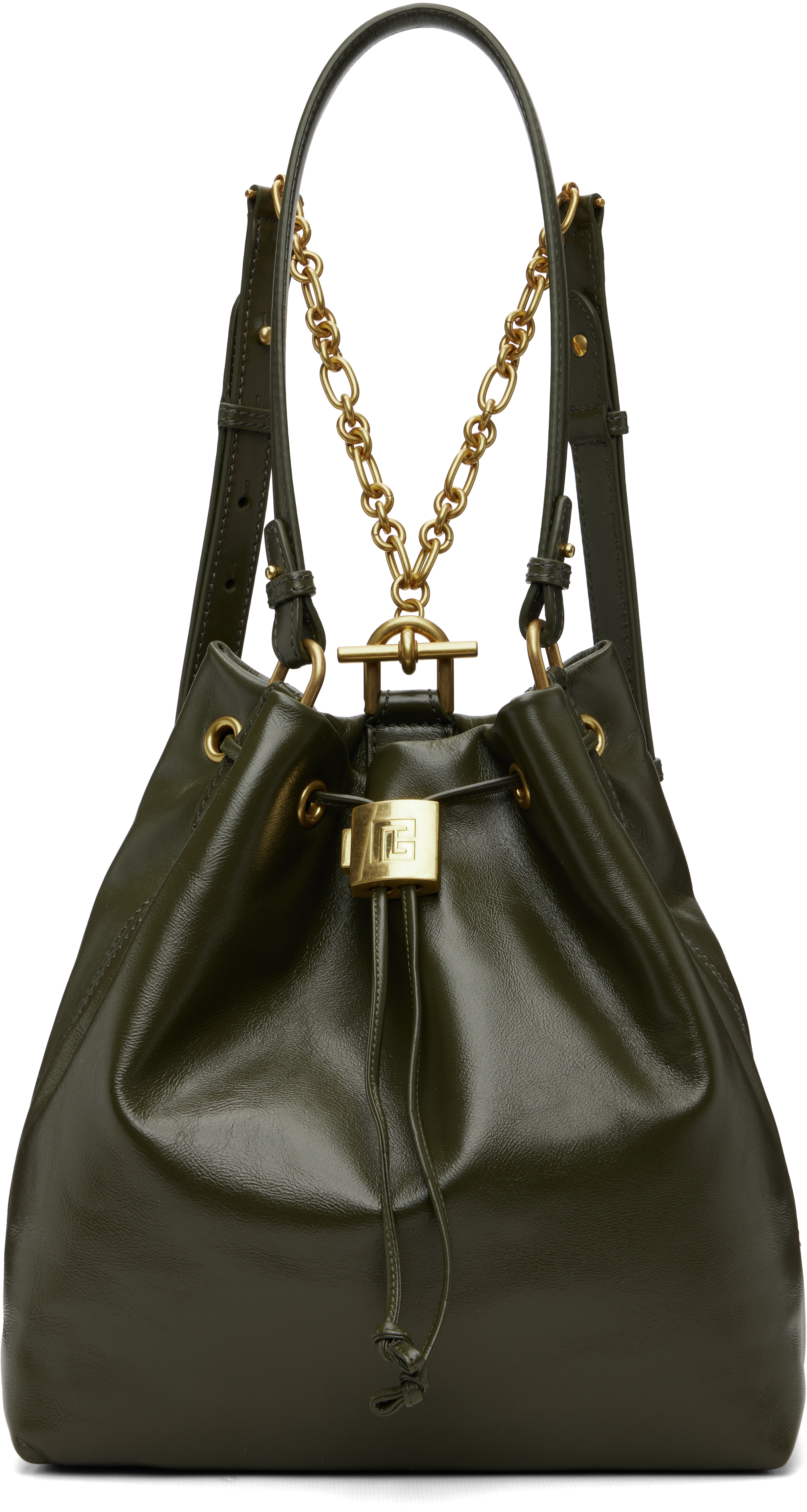 balmain leather backpack Green Pulse Calfskin Leather Backpack by BALMAIN on Sale