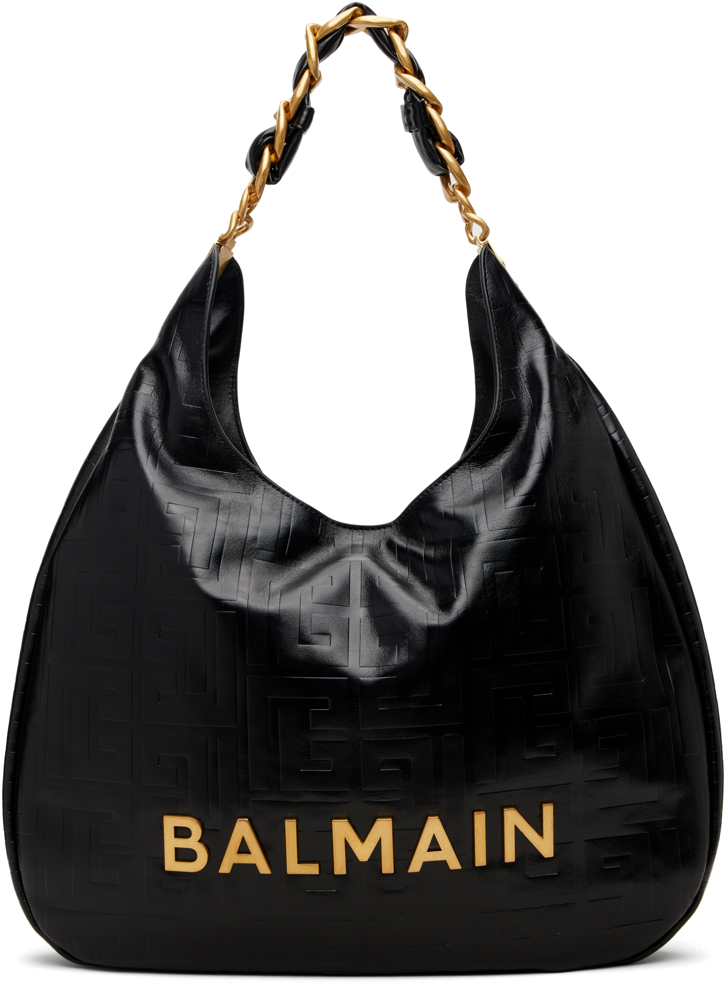 BALMAIN: Black 1945 Soft Monogram Bag | SSENSE