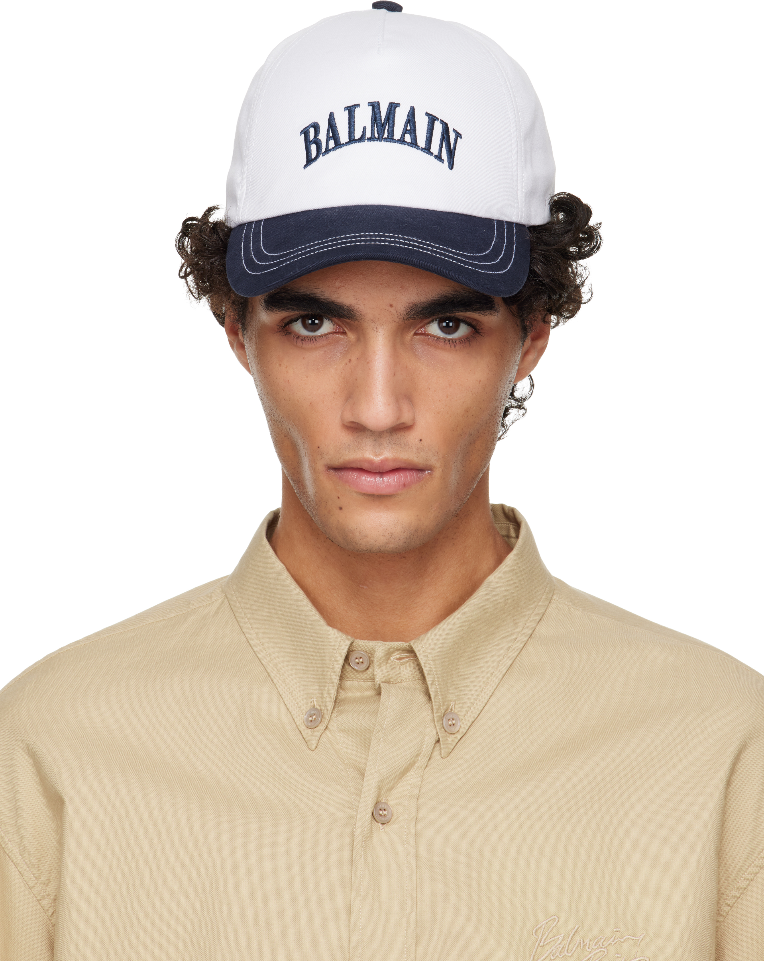 Balmain Logo Cotton Twill Cap Off-White Cotton  main image 3