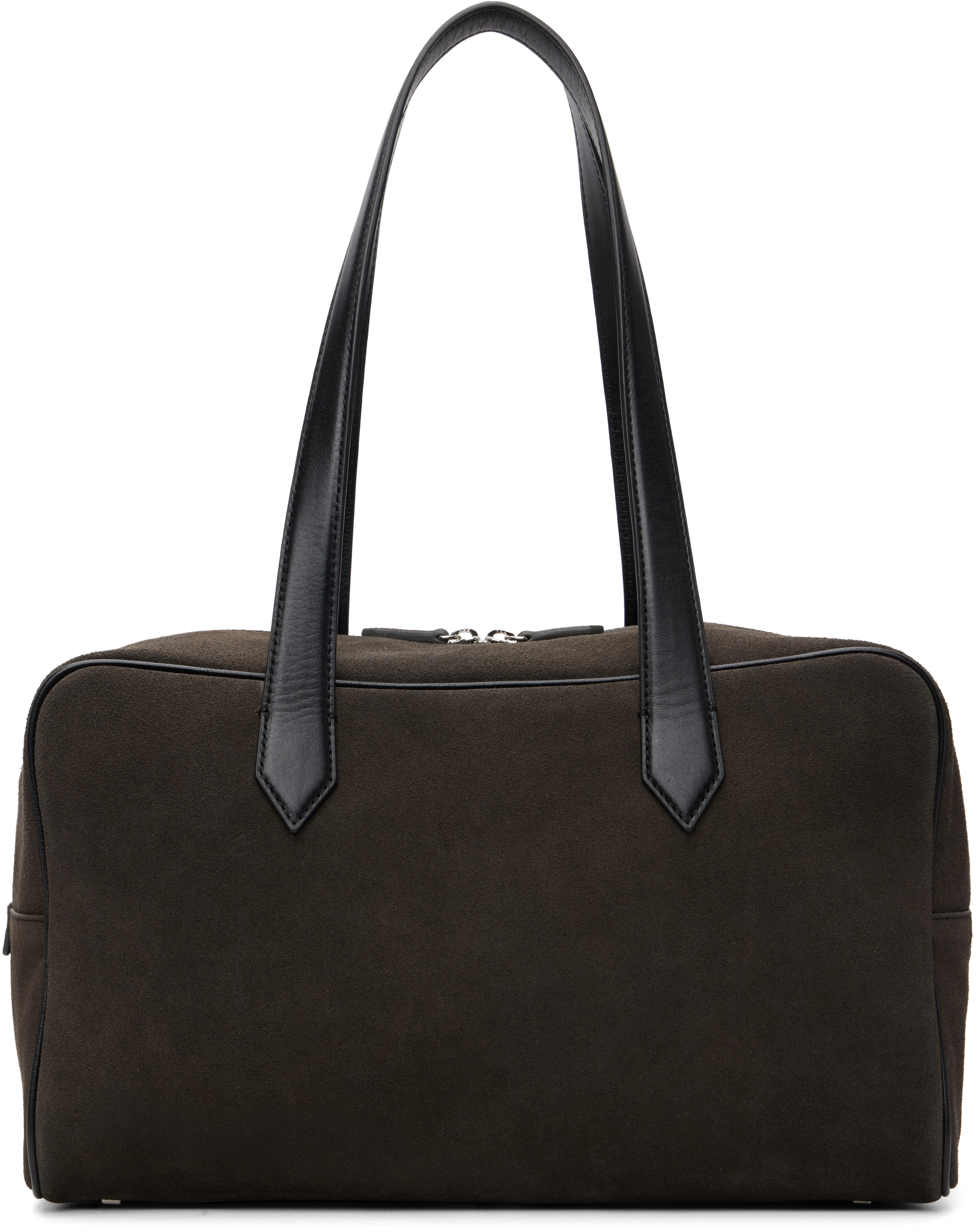 TONYWACK: ブラウン Square Valise レザートリム スエード トート 