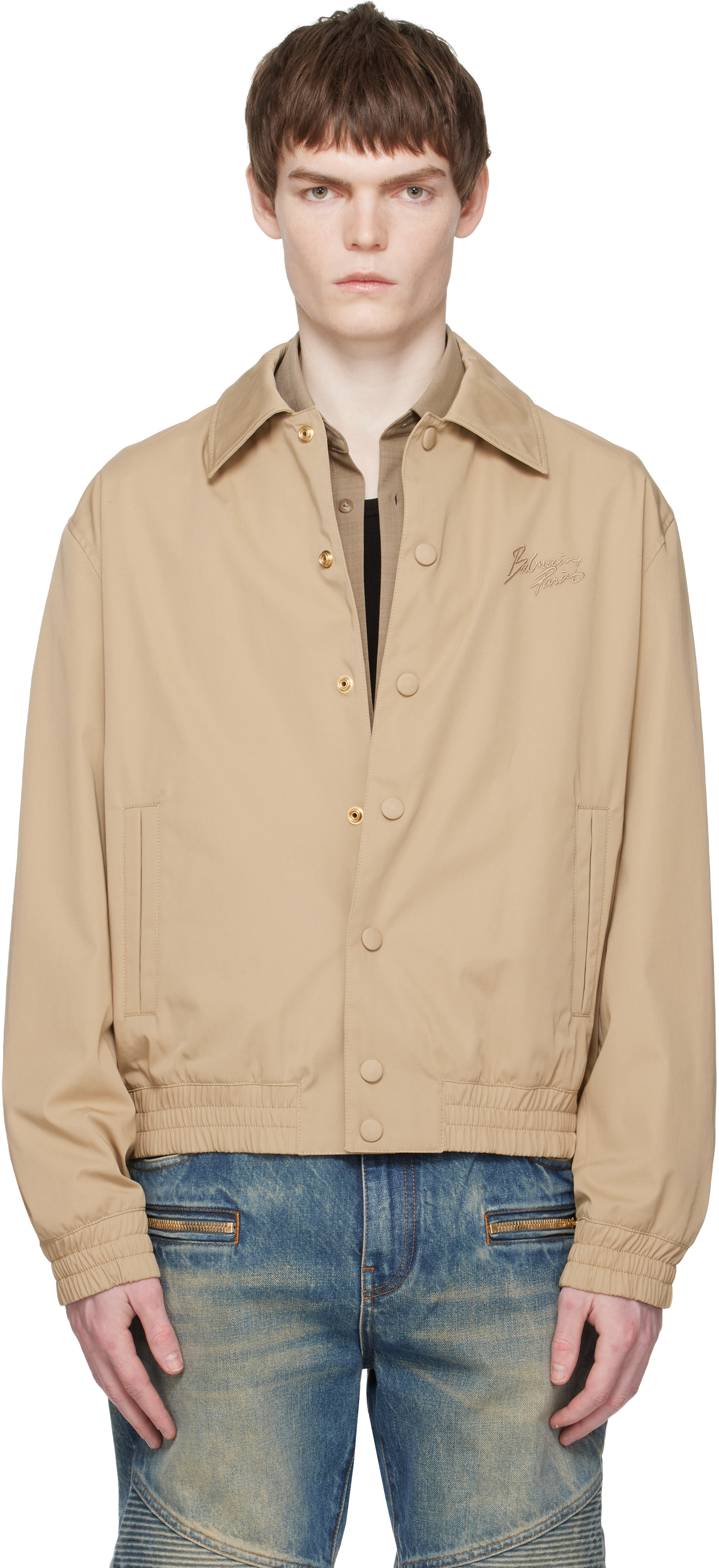 balmain-beige-cotton-twill-