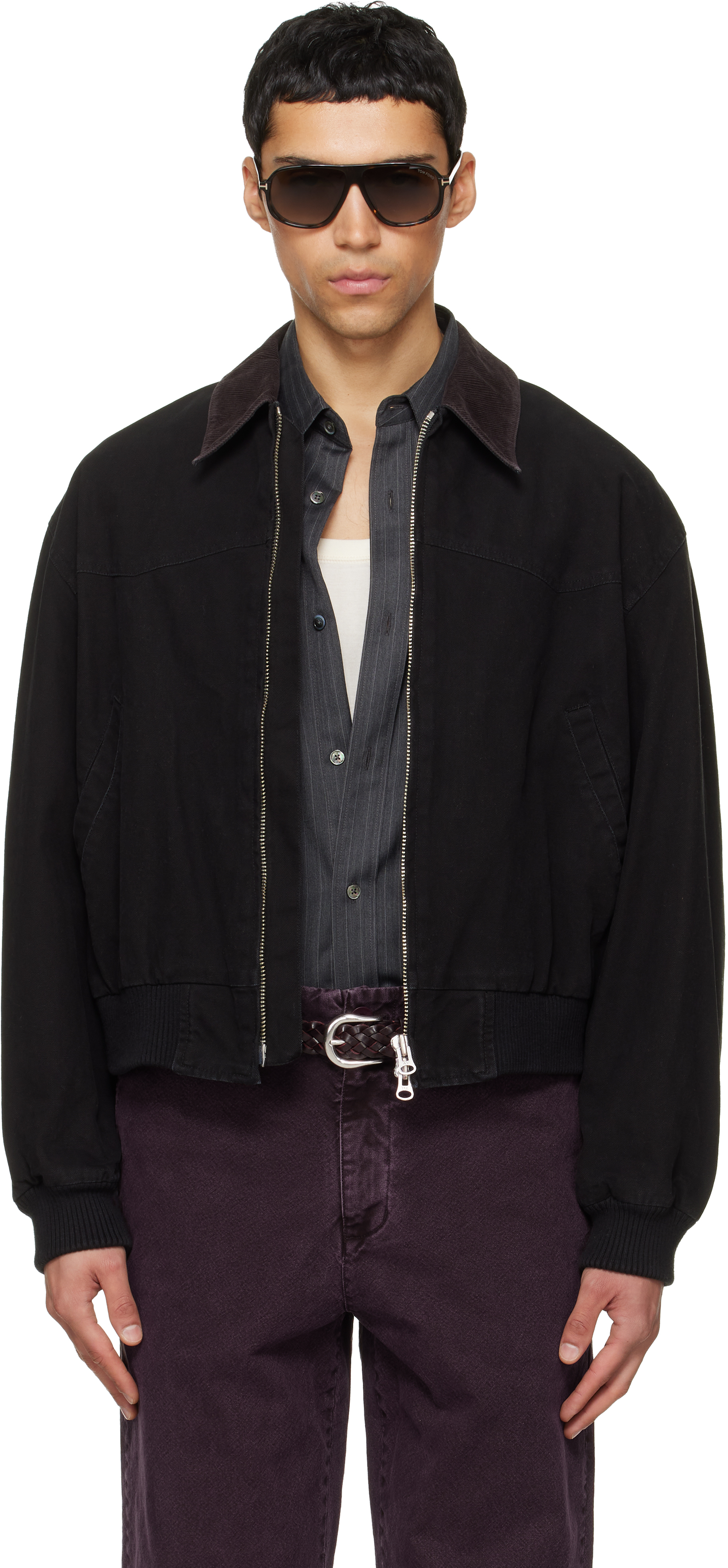 美品　TONYWACKボンバージャケット　韓国　24aw 短丈 ウール　本革 TONYWACKのブラック Garment Washed Western ボンバージャケットがセール中