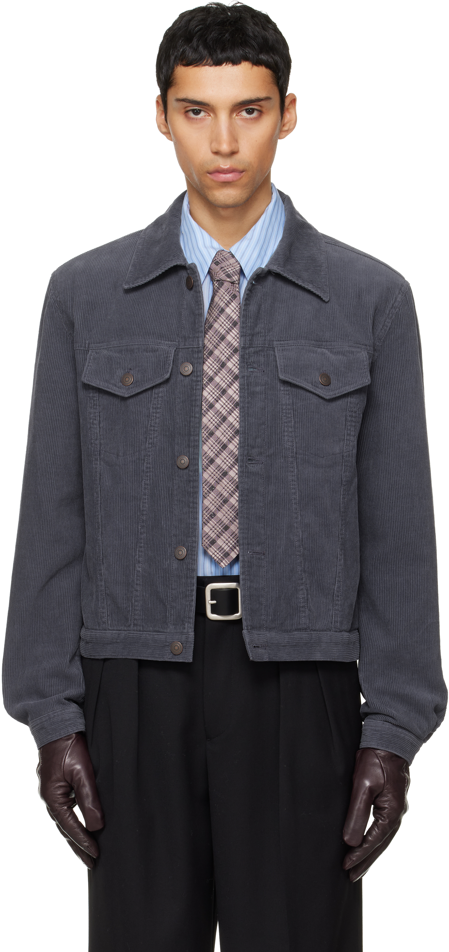 Purple Washed Corduroy Type-3 Trucker Jacket by TONYWACK on Sale