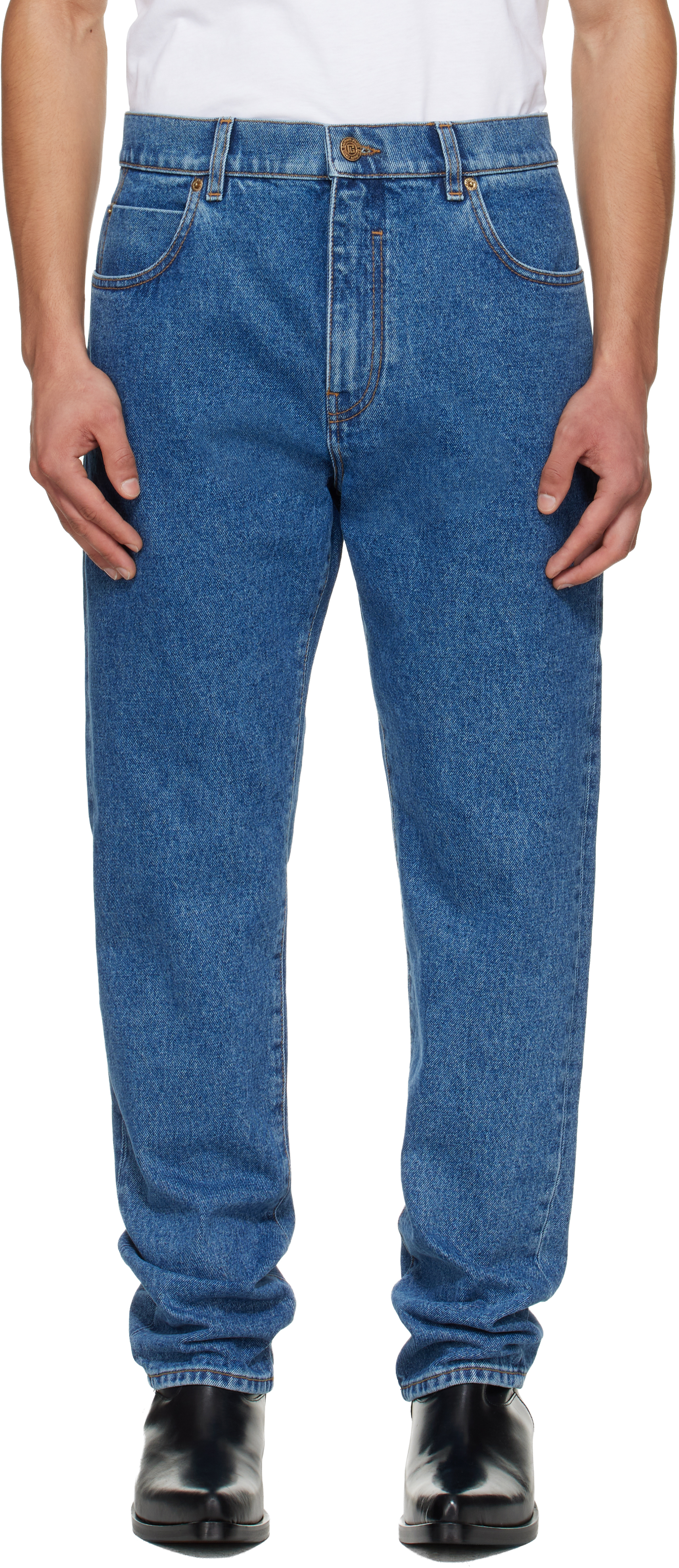 Balmain Blue Straight-Cut Jeans