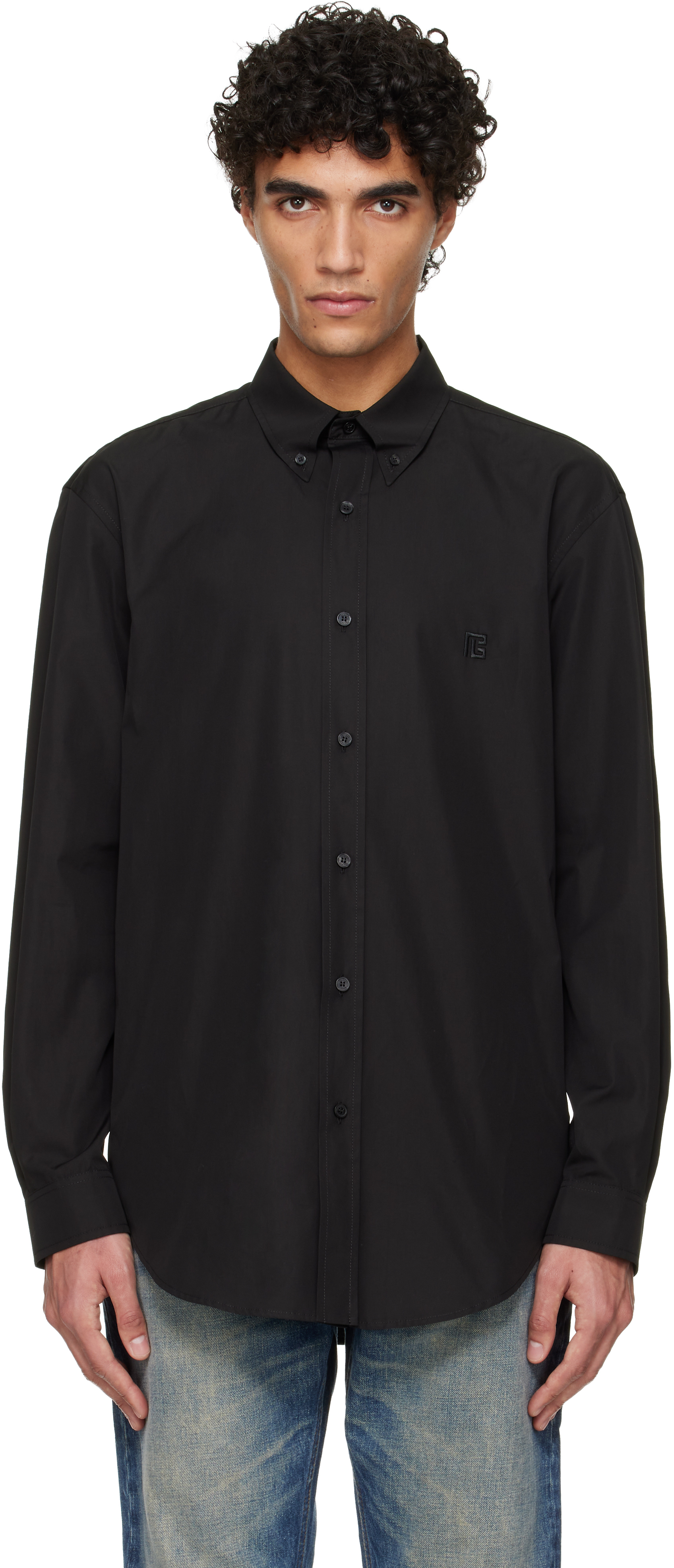 Balmain Black Cotton Poplin Shirt