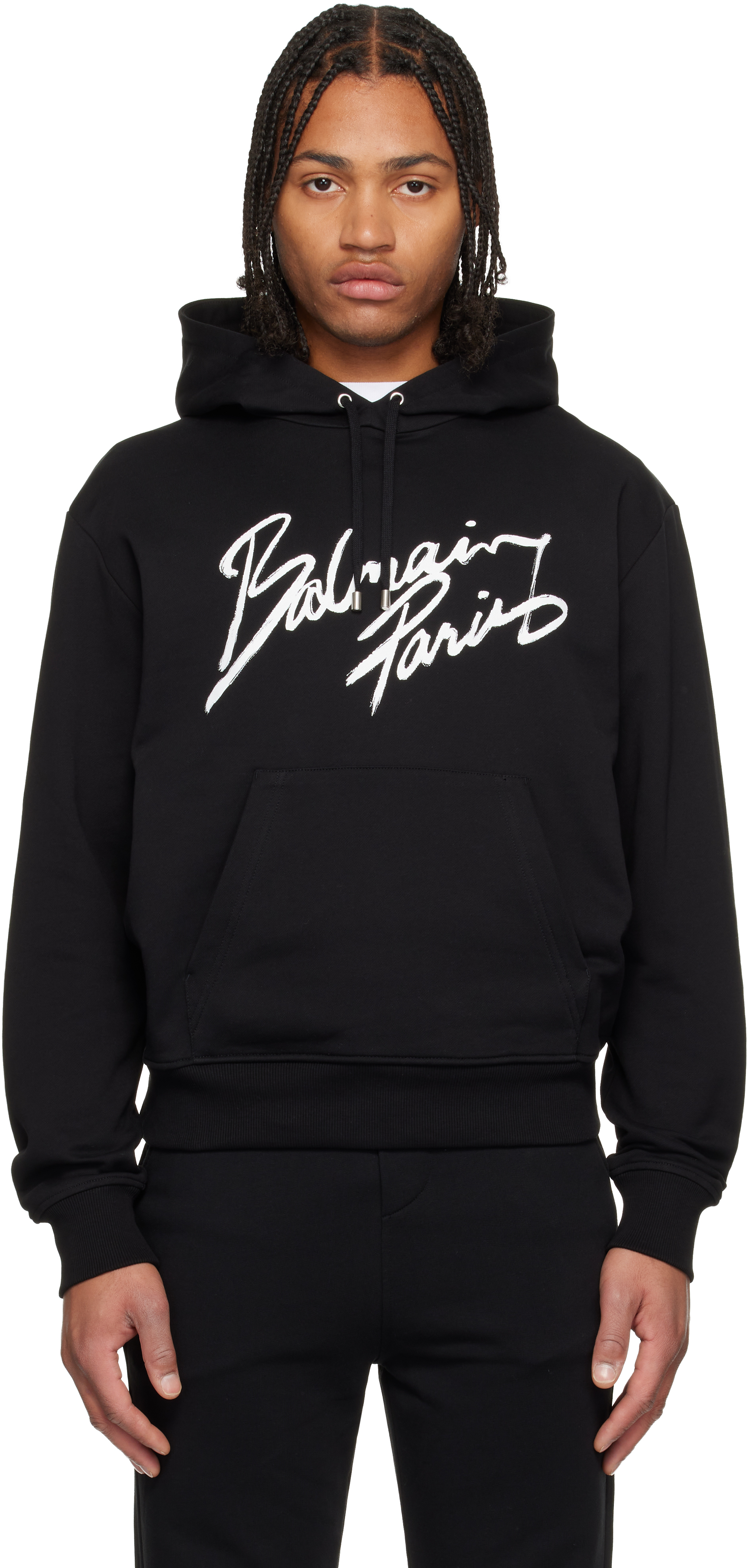 BALMAIN ブラック フーディ Printed Balmain Paris hoodie black black - Men | BALMAIN