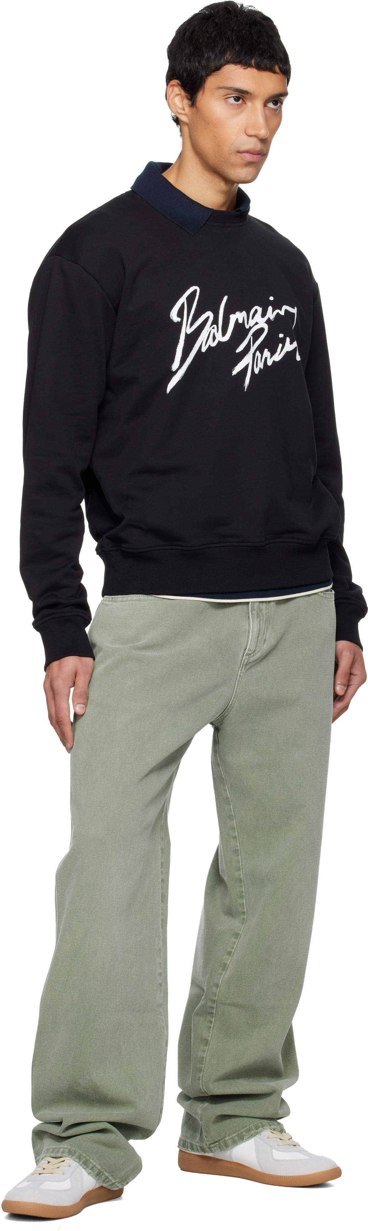 Balmain Black ' Paris' Sweatshirt In Blue