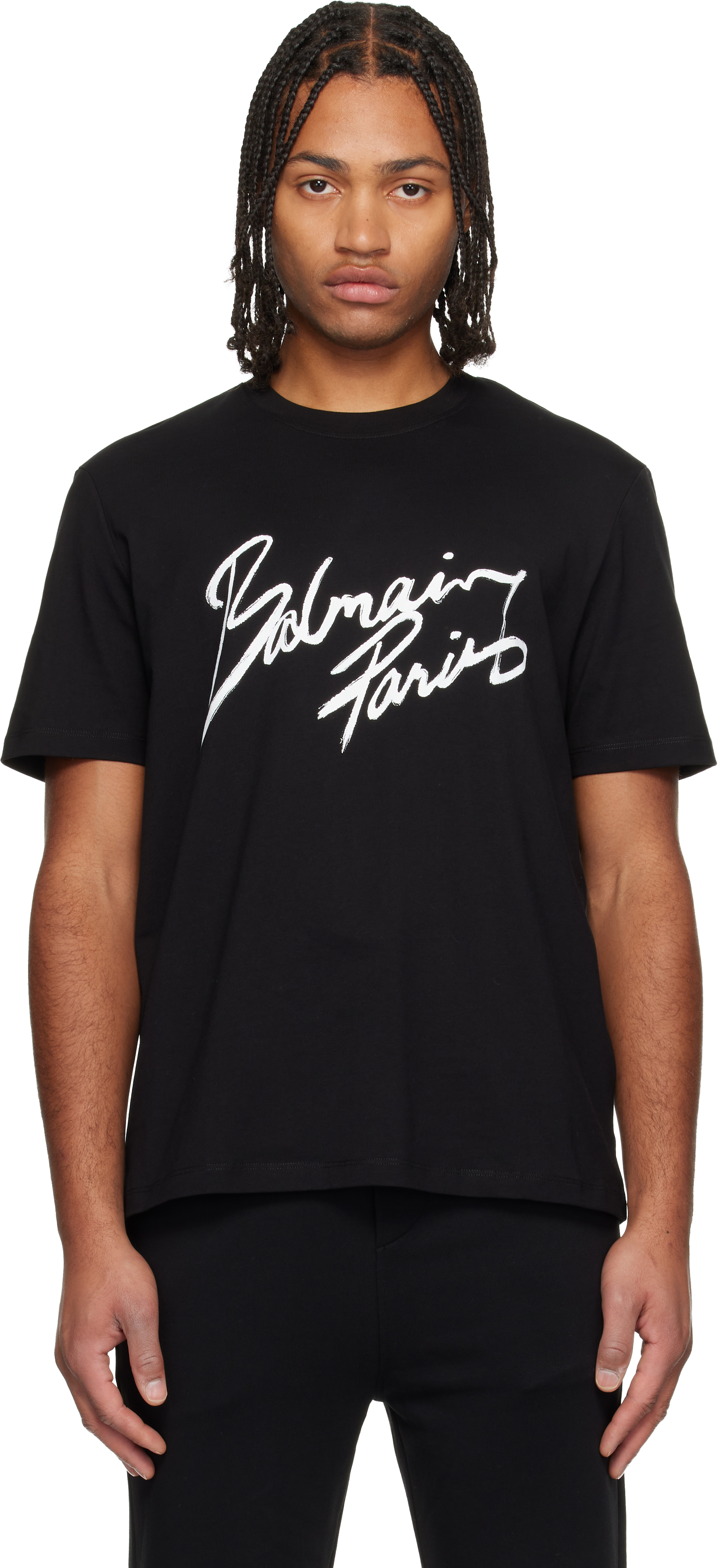 Balmain Men's Cotton Lipstick Logo T-shirt In Black