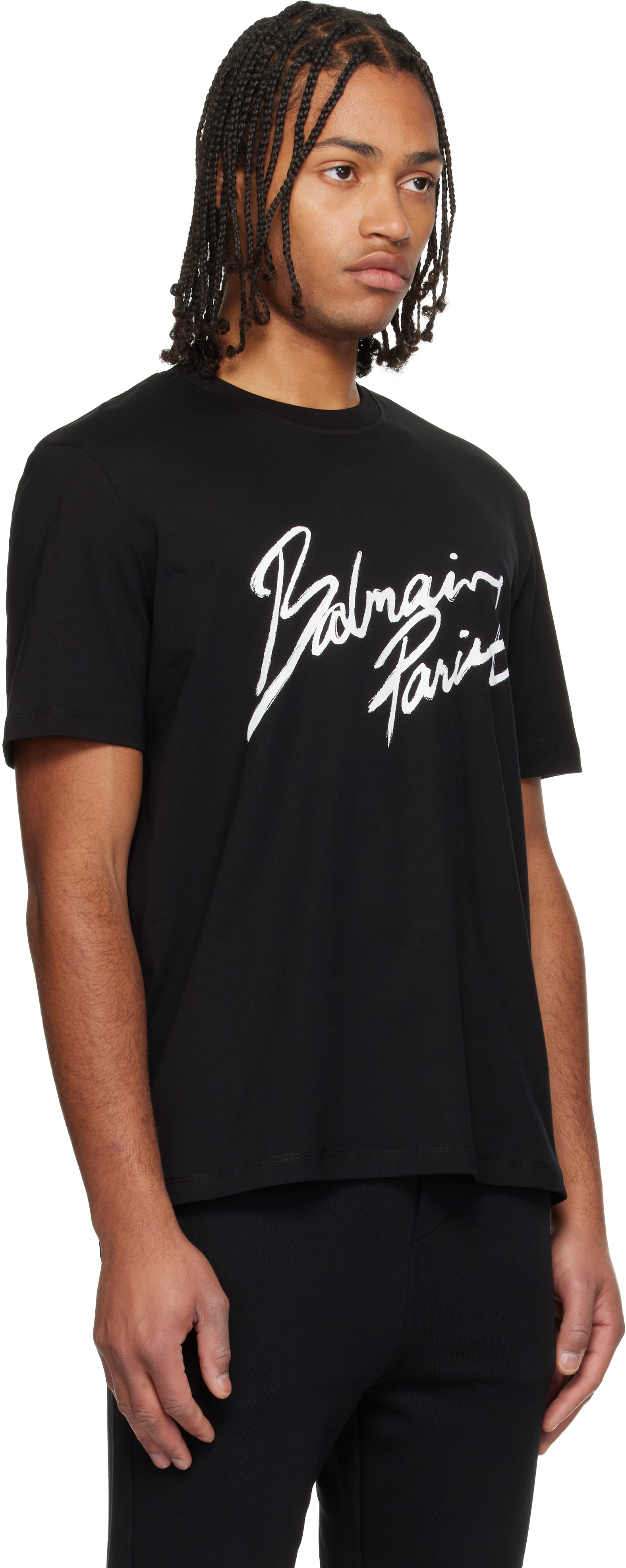 Balmain Men's Cotton Lipstick Logo T-shirt In Black