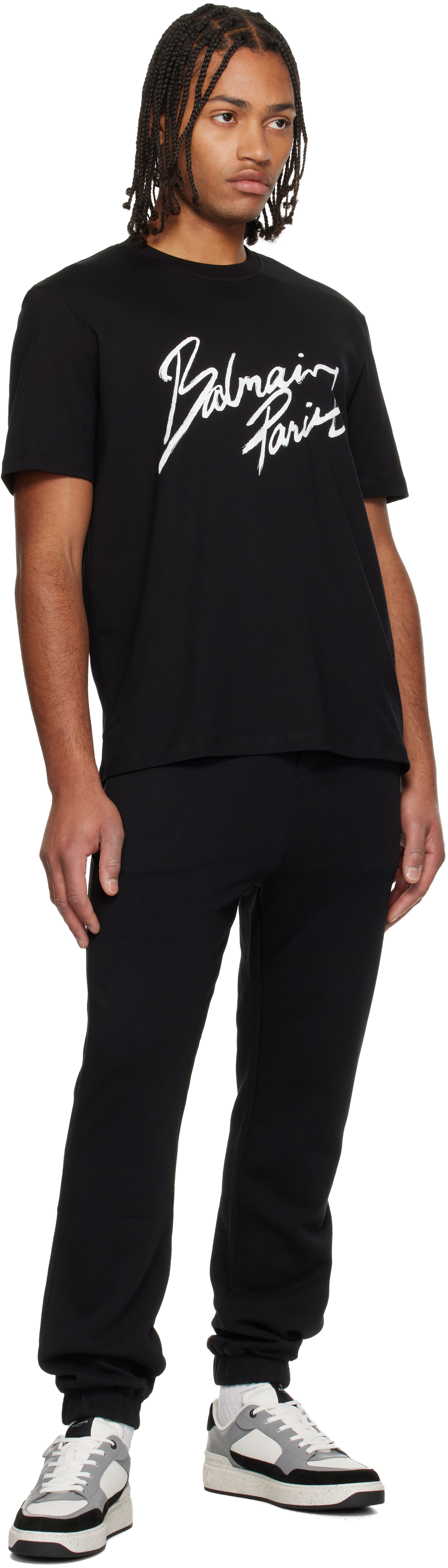 Balmain Men's Cotton Lipstick Logo T-shirt In Black