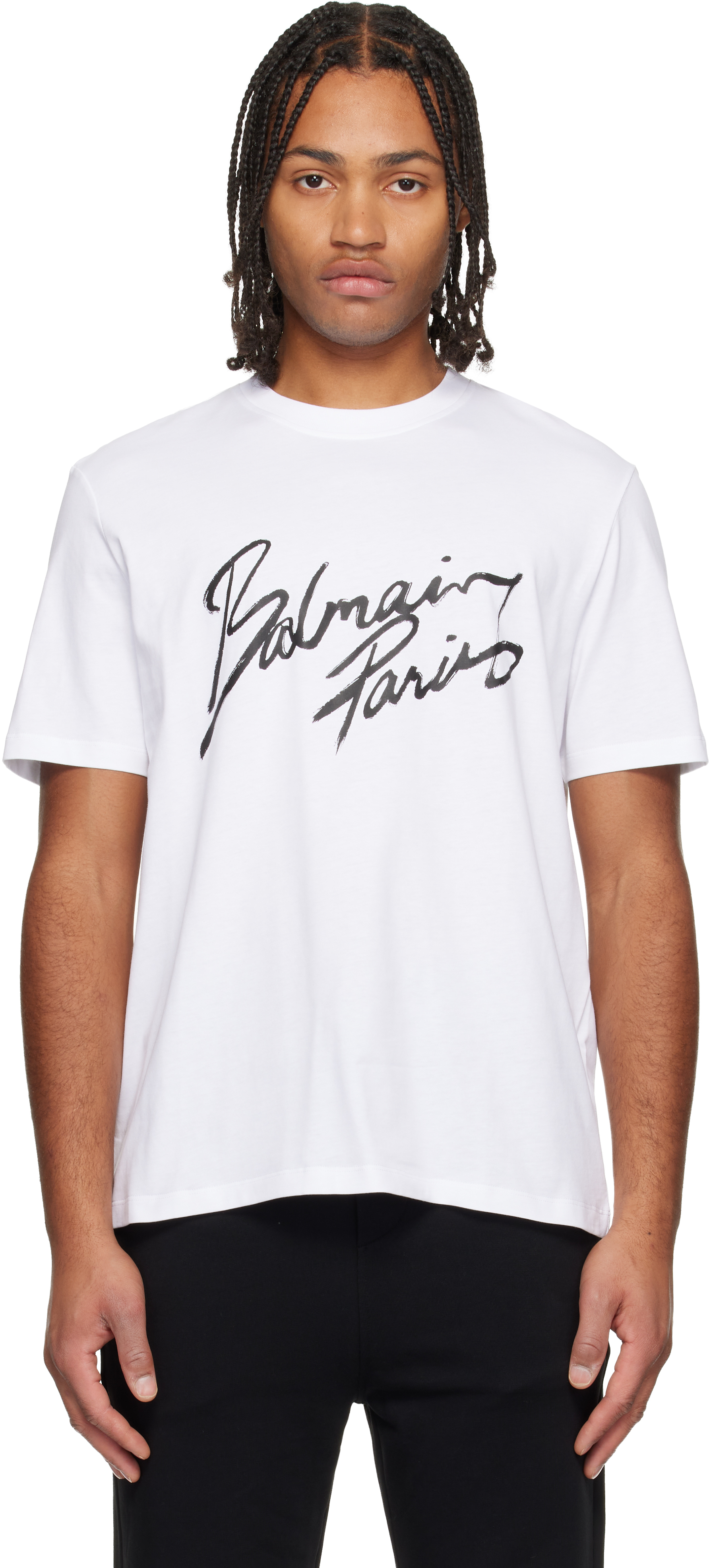 Balmain White ' Paris' Writing T-shirt In White