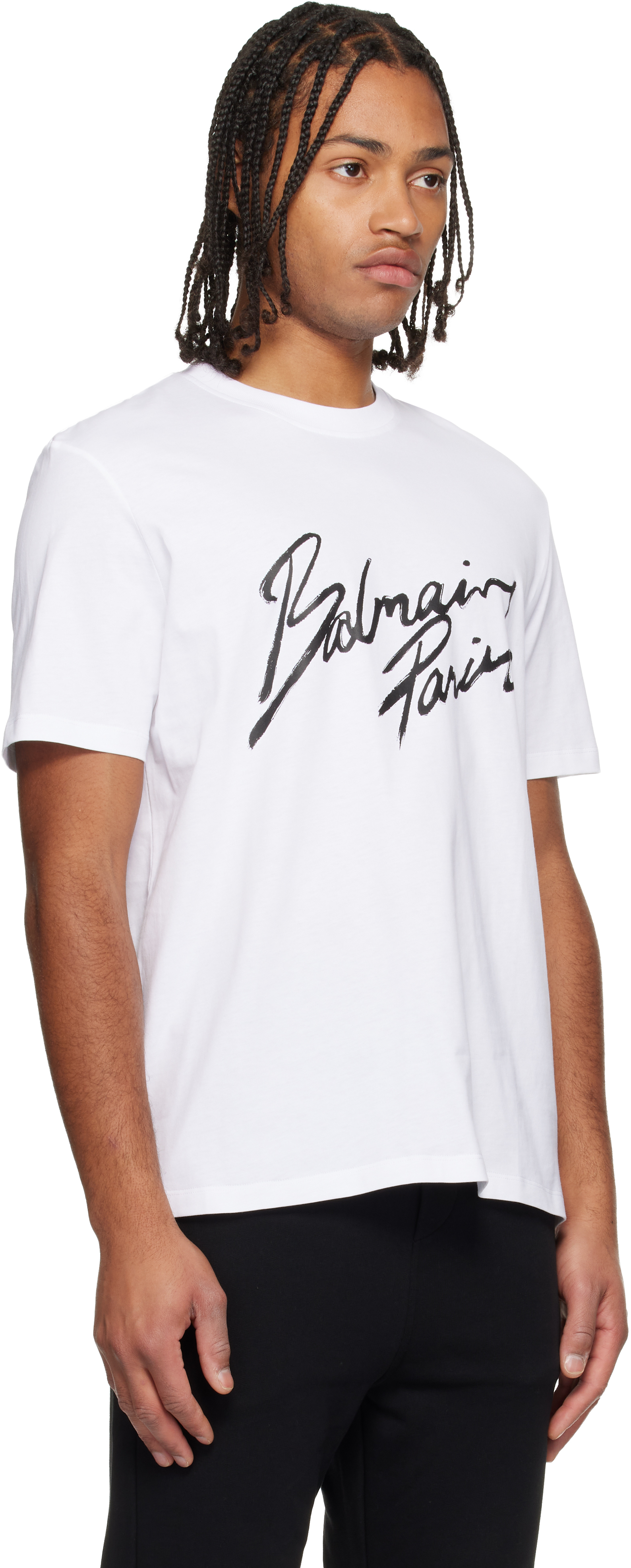 Balmain White ' Paris' Writing T-shirt In White