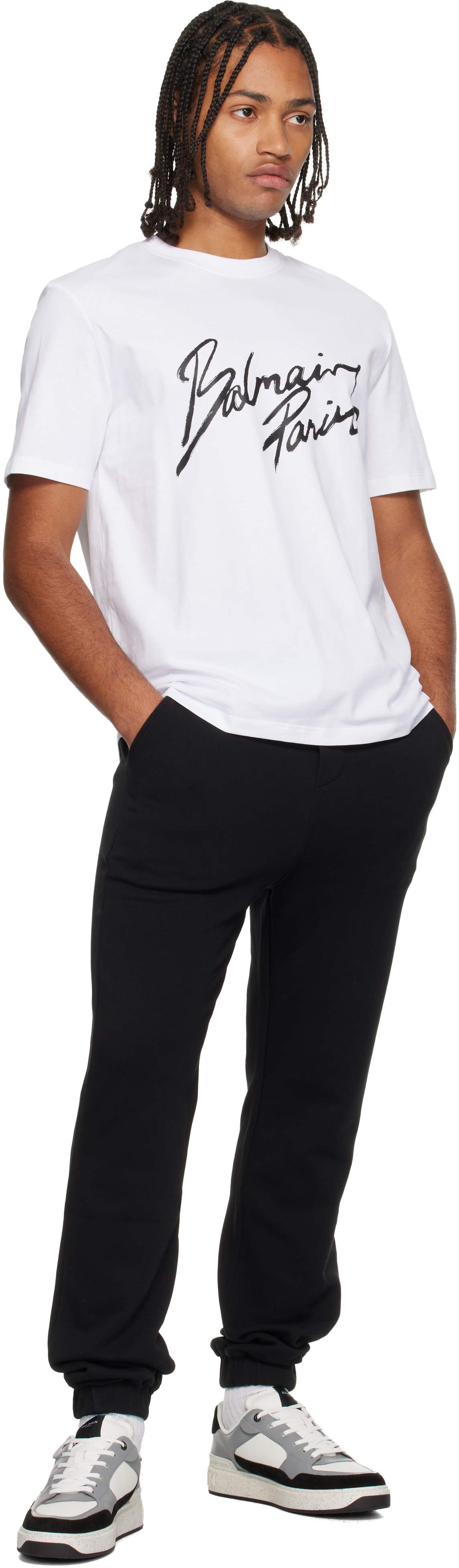 Balmain White ' Paris' Writing T-shirt In White