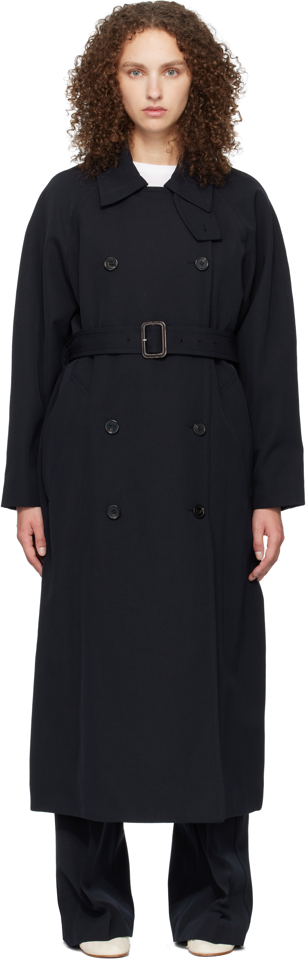 A.P.C.: Navy Belted Trench Coat | SSENSE