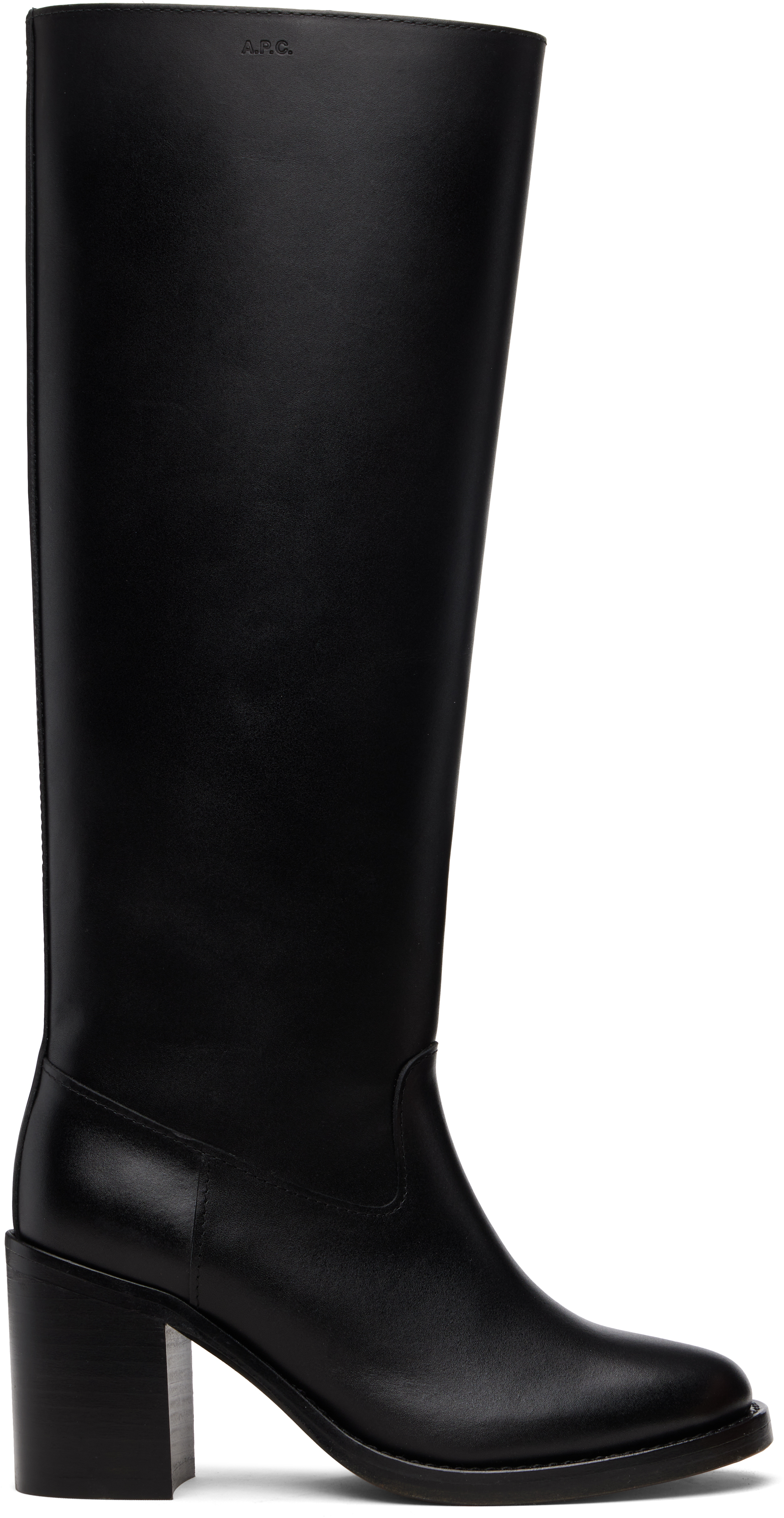 A.P.C.★ ロング ブーツ　レザー　フラット　ブラック36 A.P.C.のブラック 'Les Bottes' ロングブーツがセール中