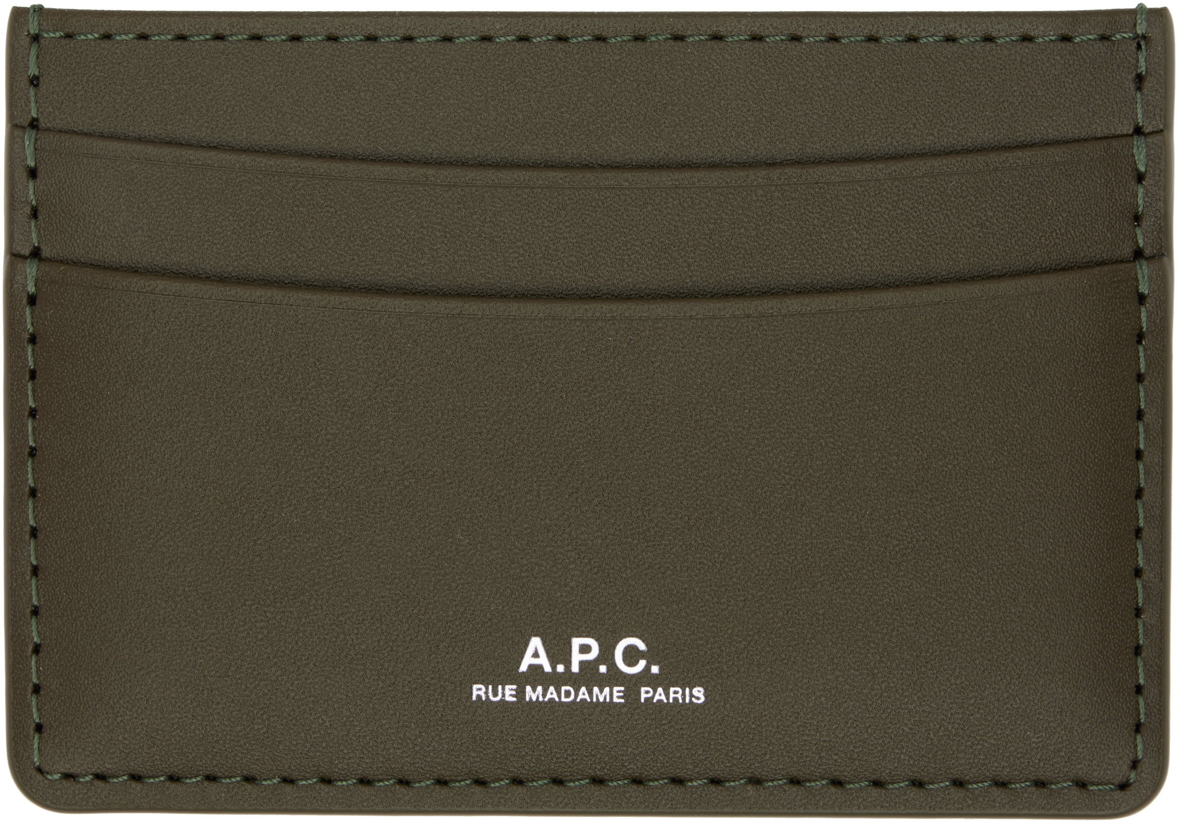 A.P.C.: Khaki André Card Holder | SSENSE