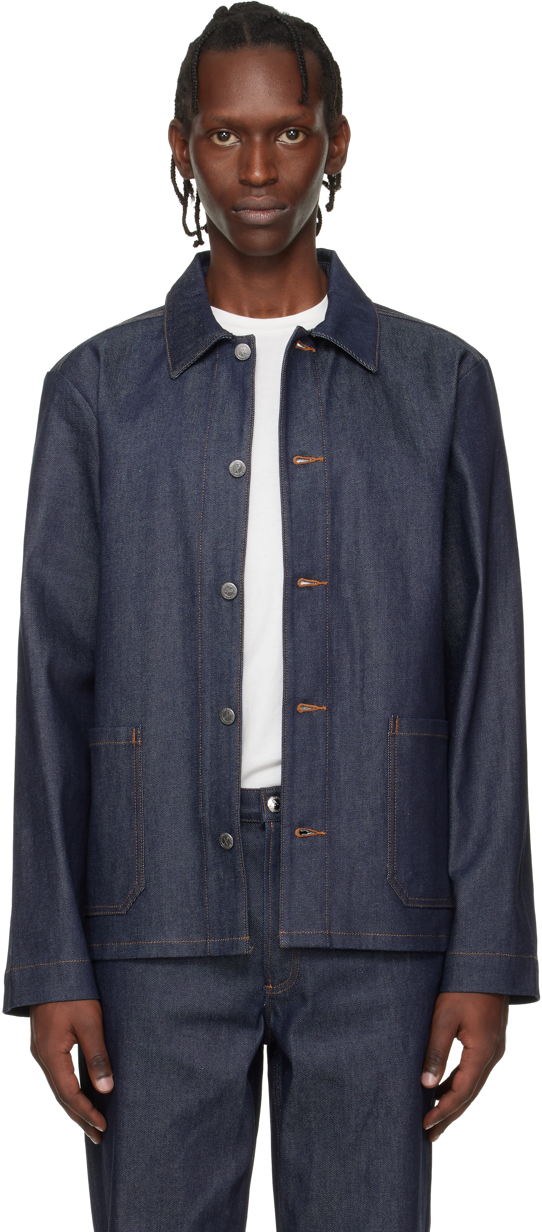 A.P.C.: インディゴ Kerlouan デニムジャケット | SSENSE 日本