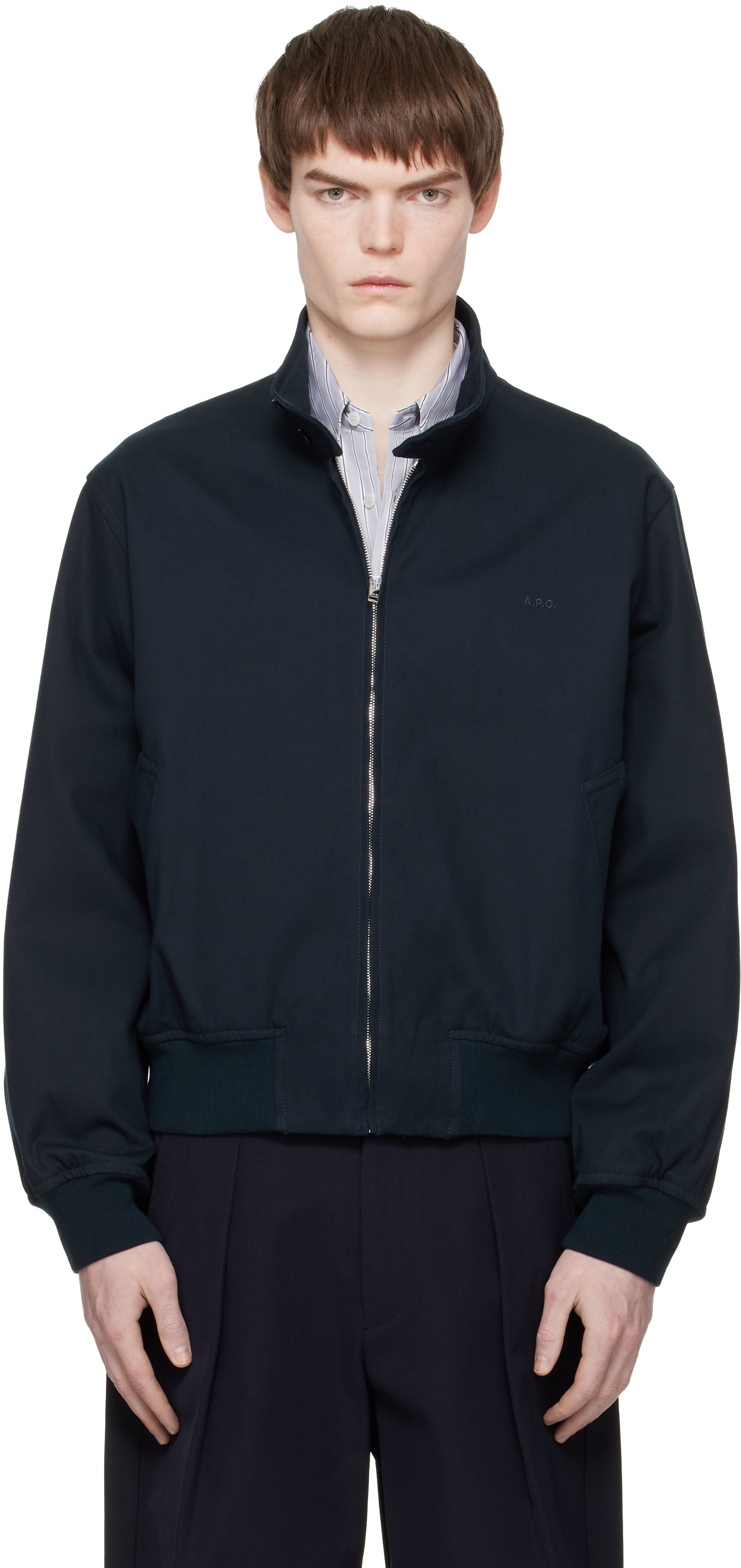 A.P.C. ネイビー ジャケット S A.P.C.: ネイビー デニム ワークジャケット | SSENSE 日本