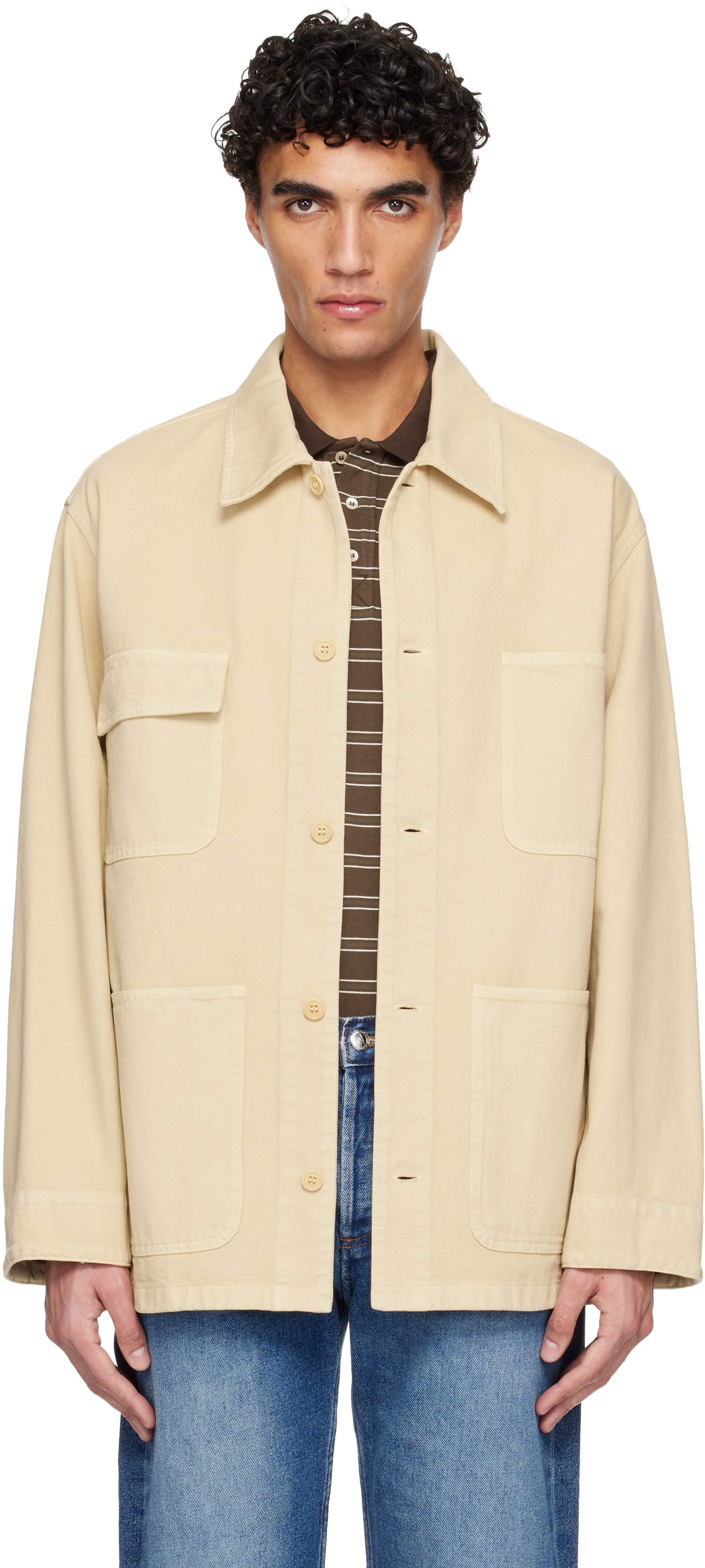 A.P.C. Beige Embroidered Overshirt