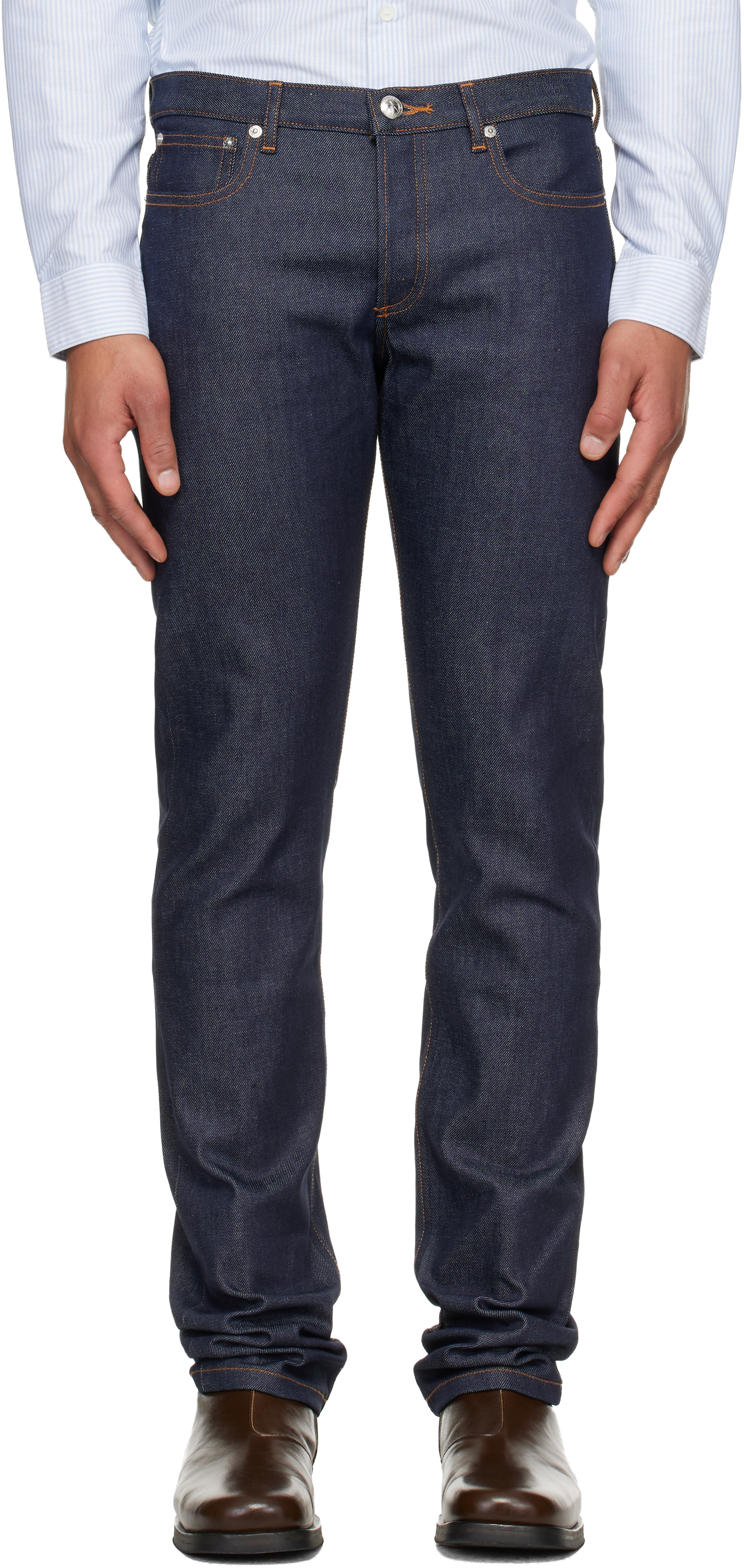 Navy Petit Standard Jeans by A.P.C. on Sale