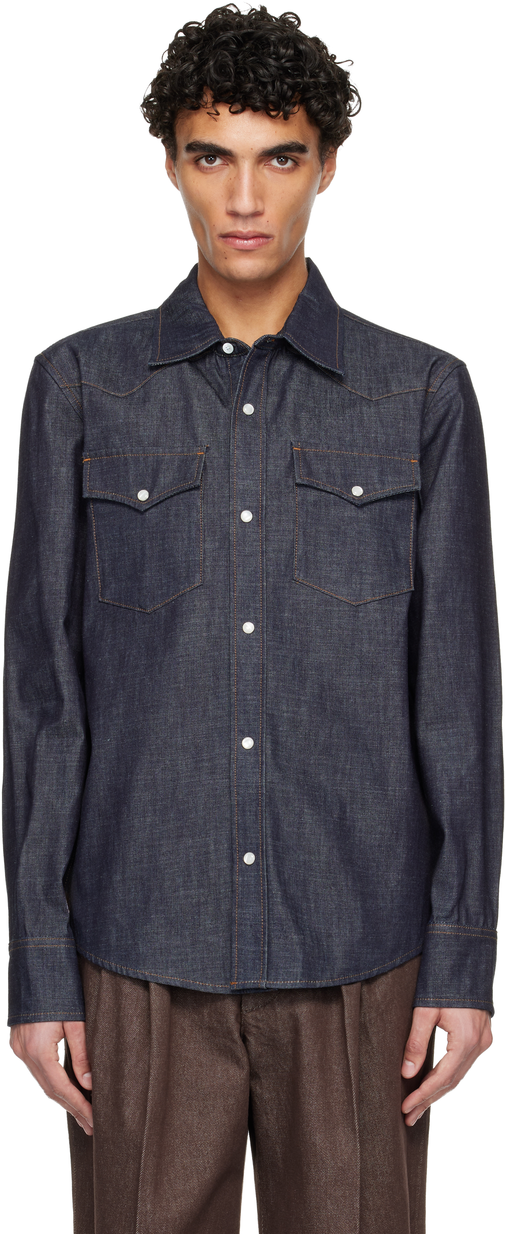 A.P.C. Navy Western Denim Shirt
