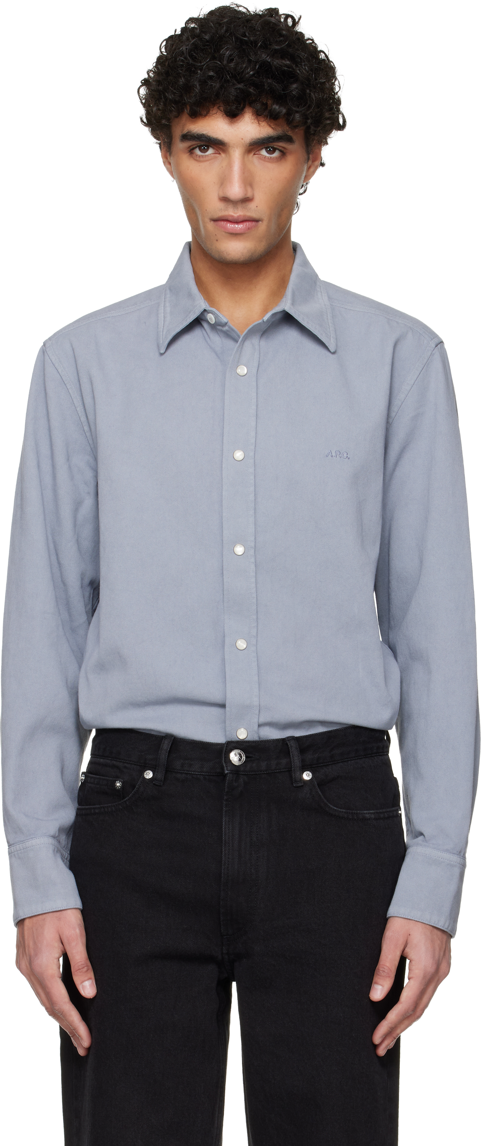 Apc Blue Embroidered Overshirt