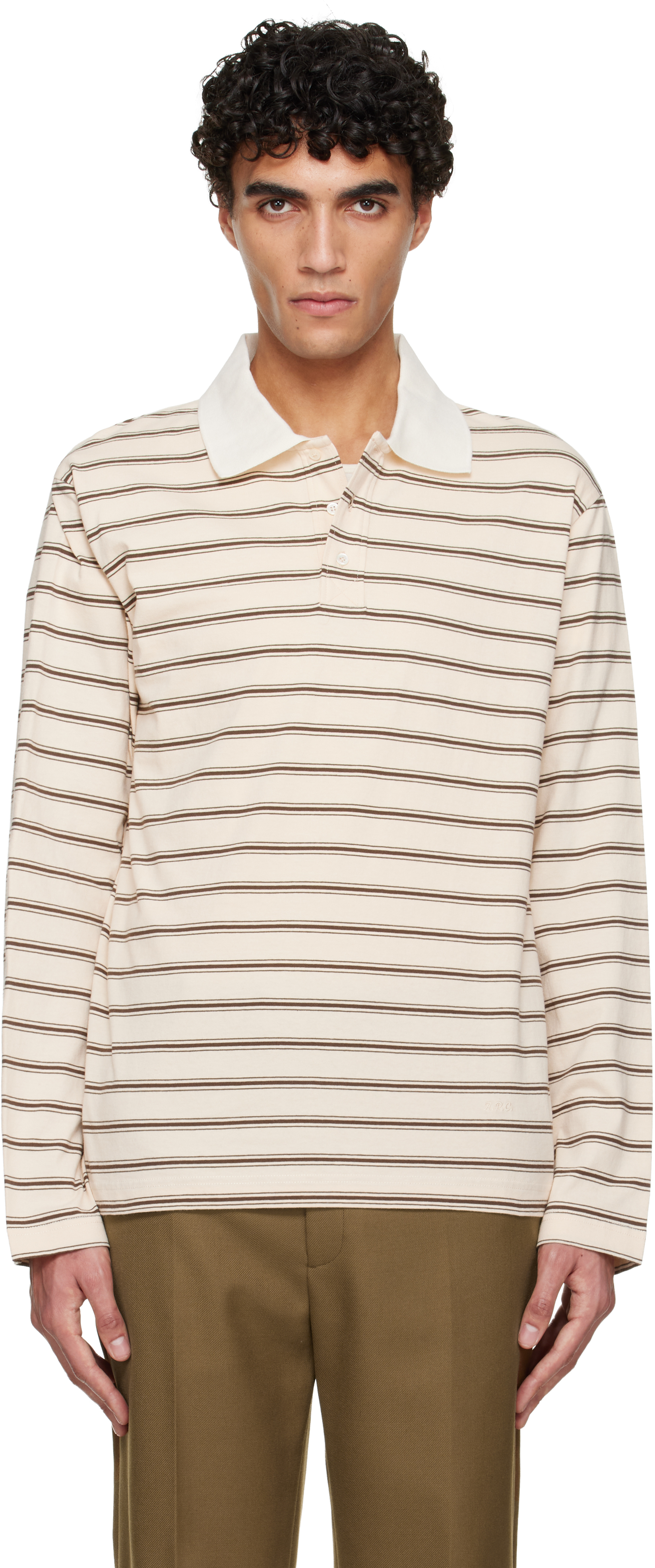 K【XS】A.P.C. 襟付きトップス ベージュ 長袖ポロシャツ Laurent ポロシャツ｜GOLF / HOMME｜A.P.C. | アーペーセー日本公式