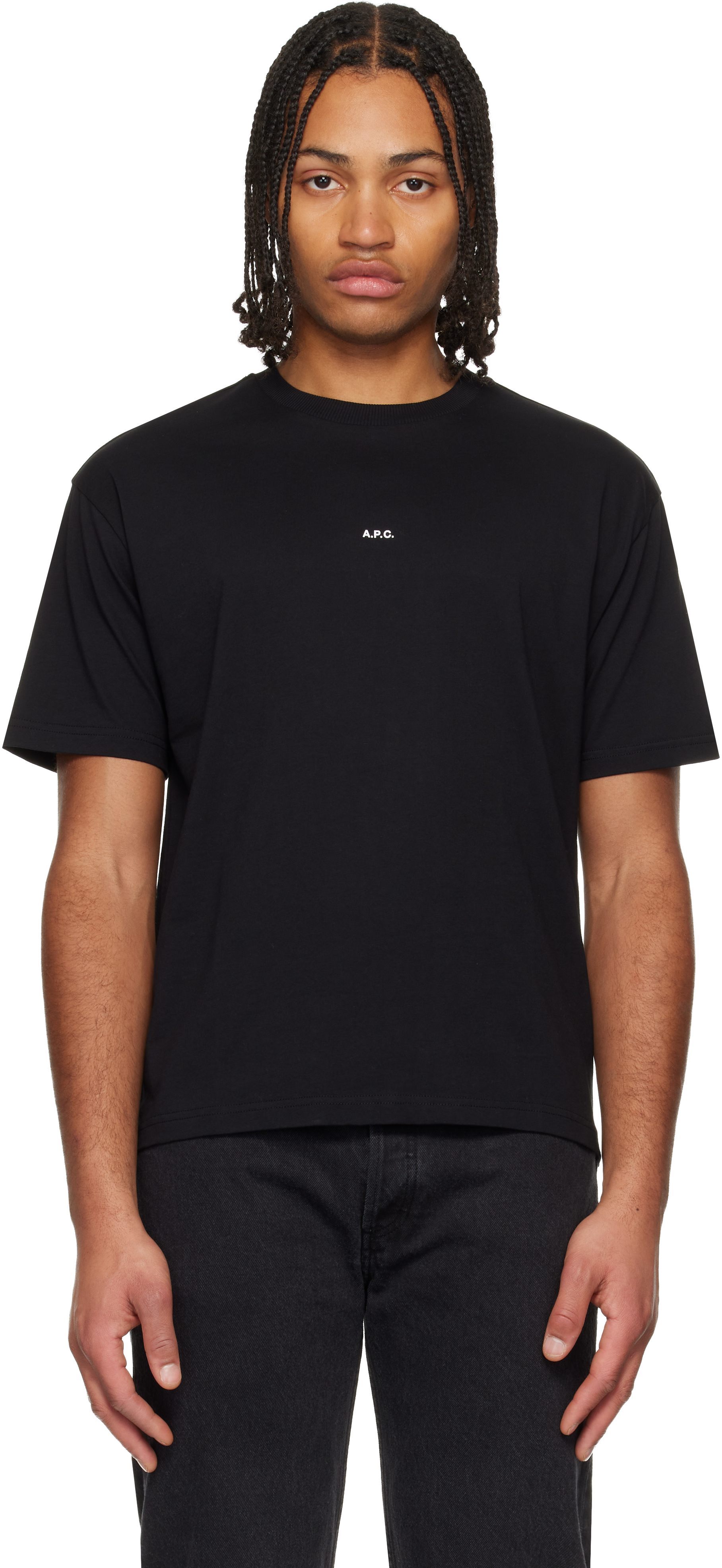 A.P.C.: ブラック Boxy Micro Logo Tシャツ | SSENSE 日本