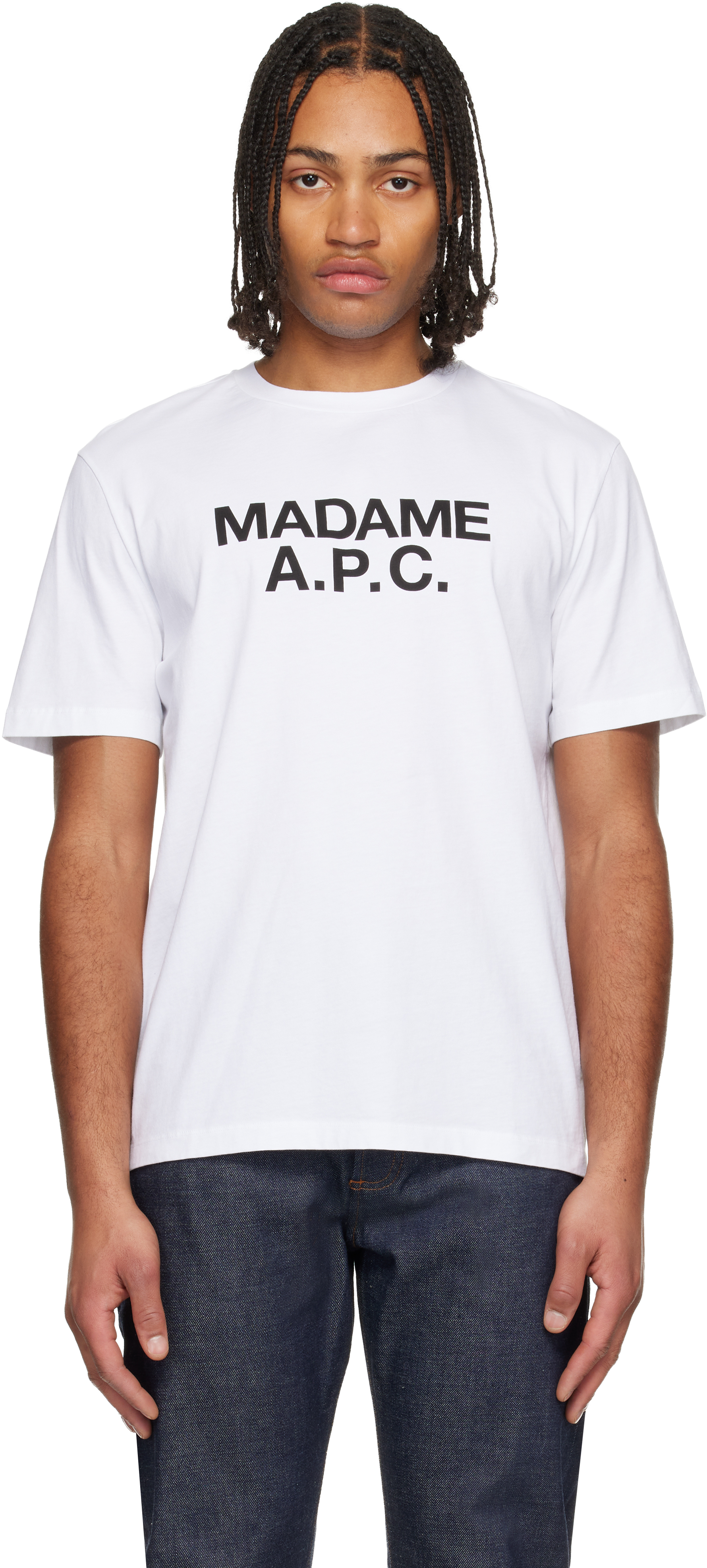 【新品】A.P.C. プリントTシャツ XS ホワイト A.P.C.: ホワイト 'Madame' Tシャツ | SSENSE 日本