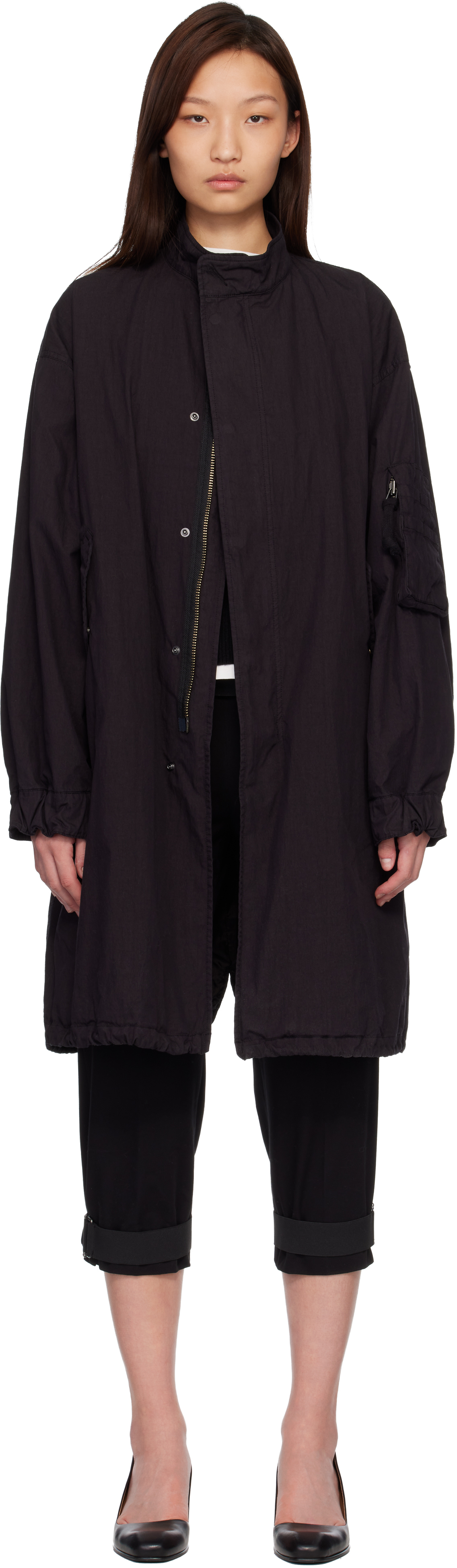 COOR: Black Garment Dyed Fishtail Parka | SSENSE