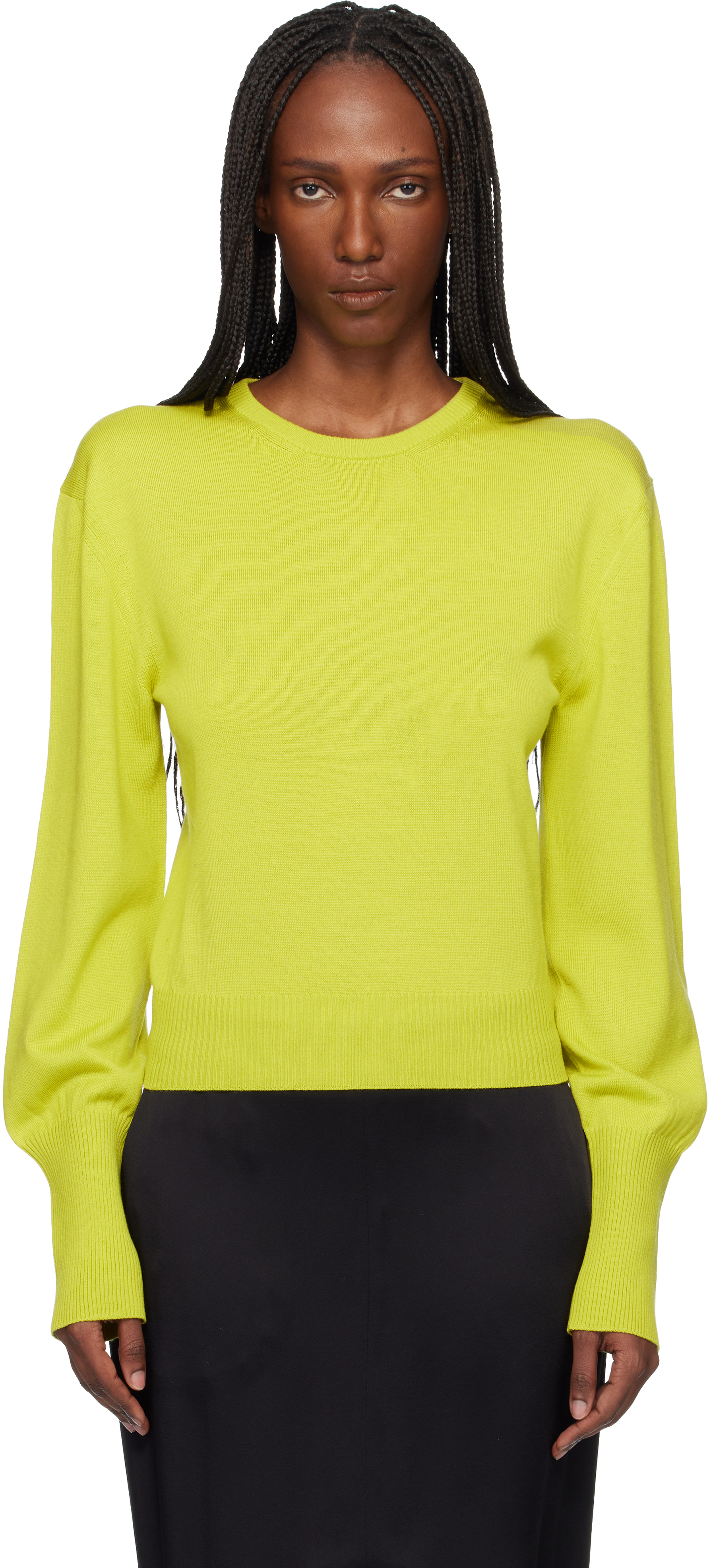 Green Wool Grosgrain Detail Sweater by Lanvin on Sale