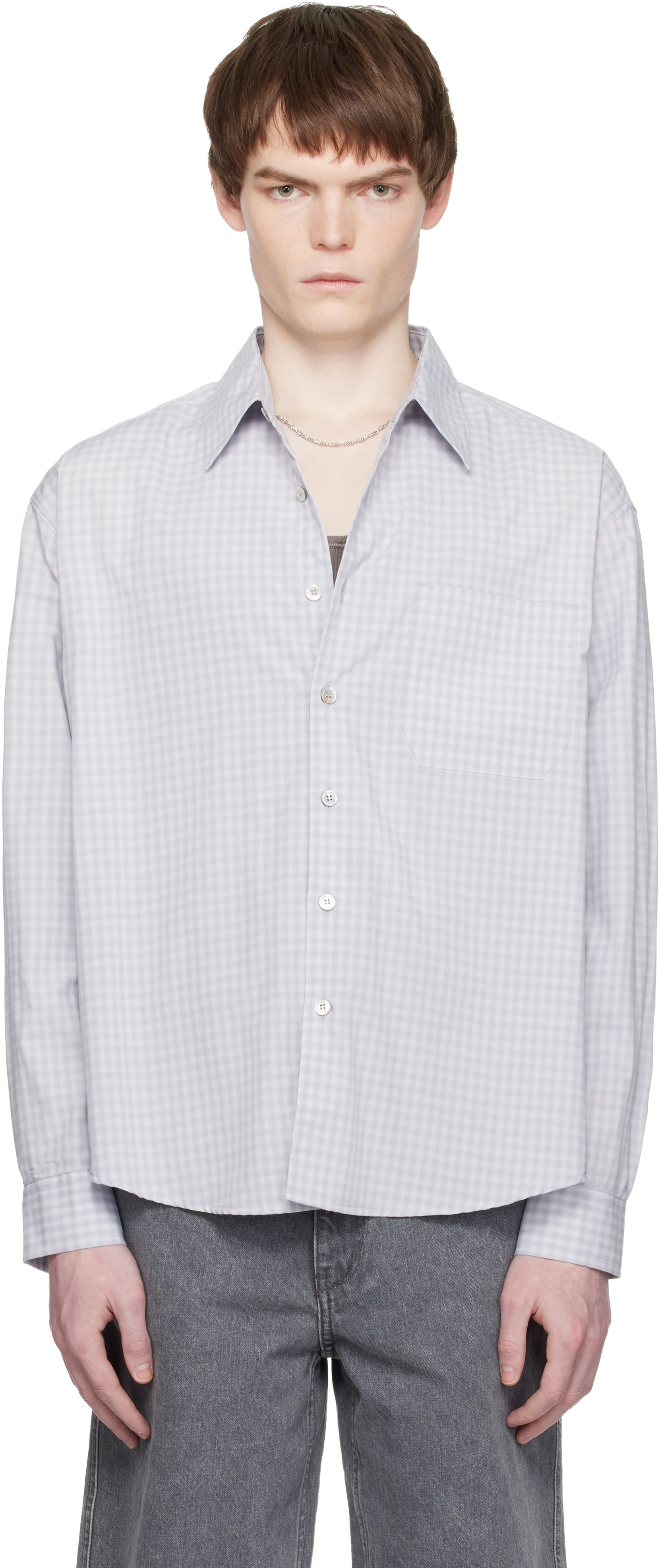 COOR: Blue Micro Ombre Check Shirt | SSENSE Canada