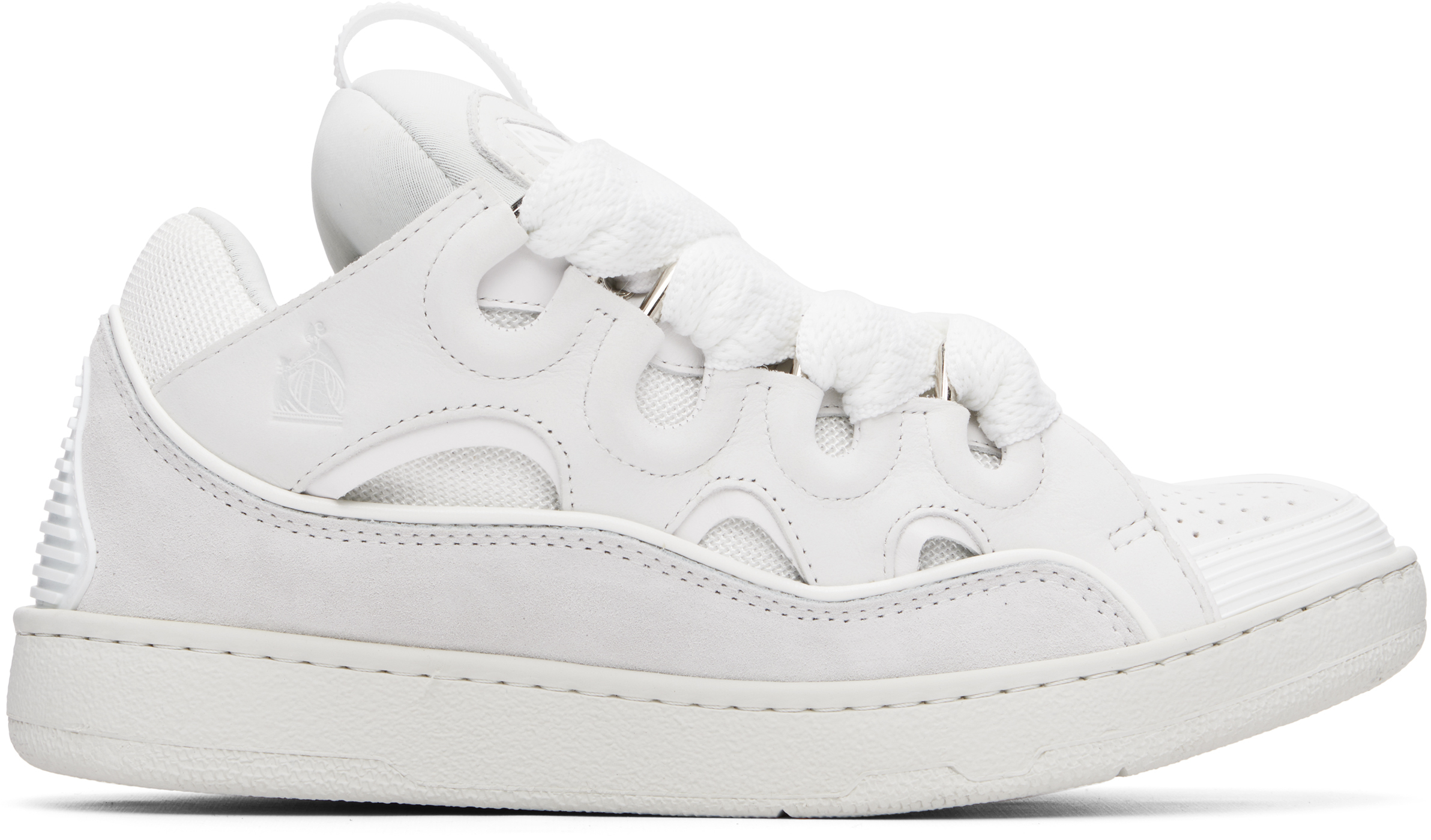 White Curb Sneakers by Lanvin on Sale