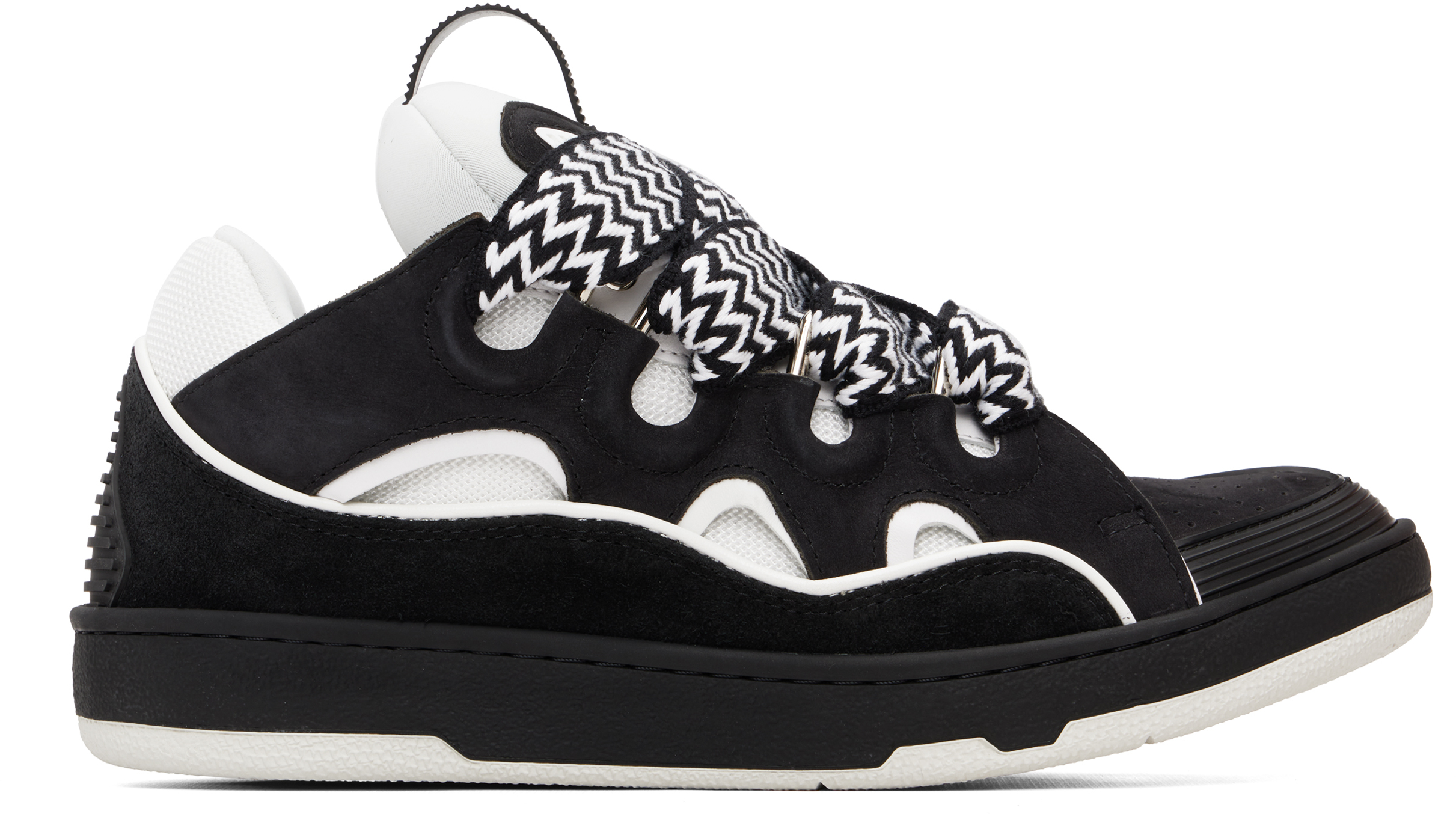 Black & White Curb Sneakers by Lanvin on Sale