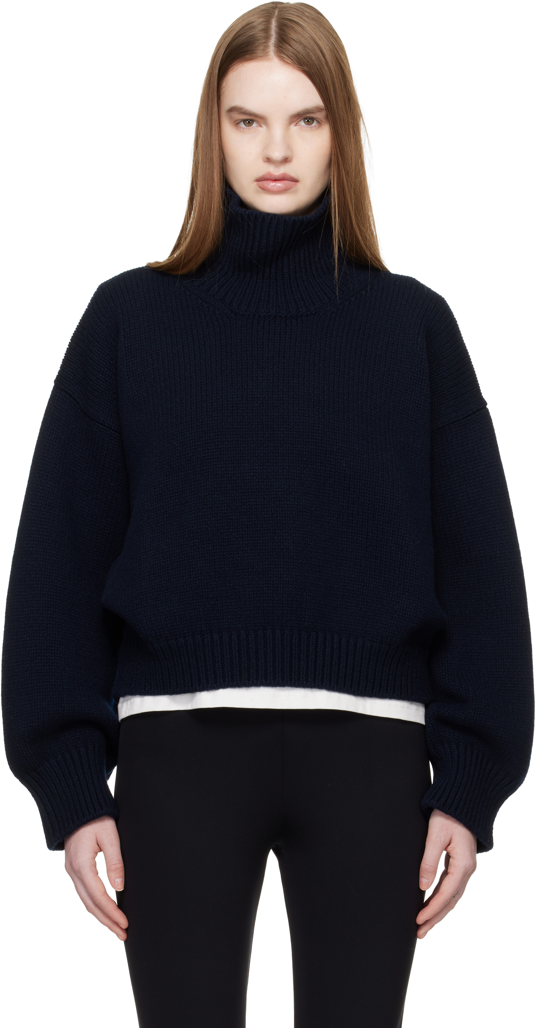 &Daughter Navy Caragh Crop Turtleneck
