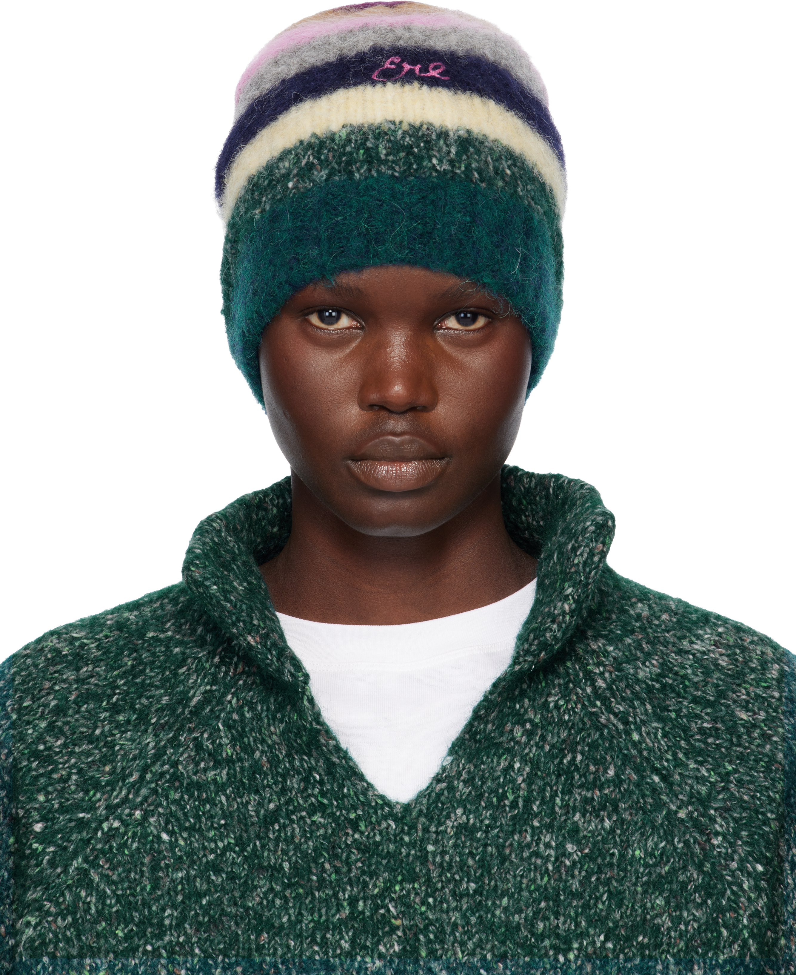 ERL: マルチカラー ボーダー アルパカ モヘア ビーニー | SSENSE 日本