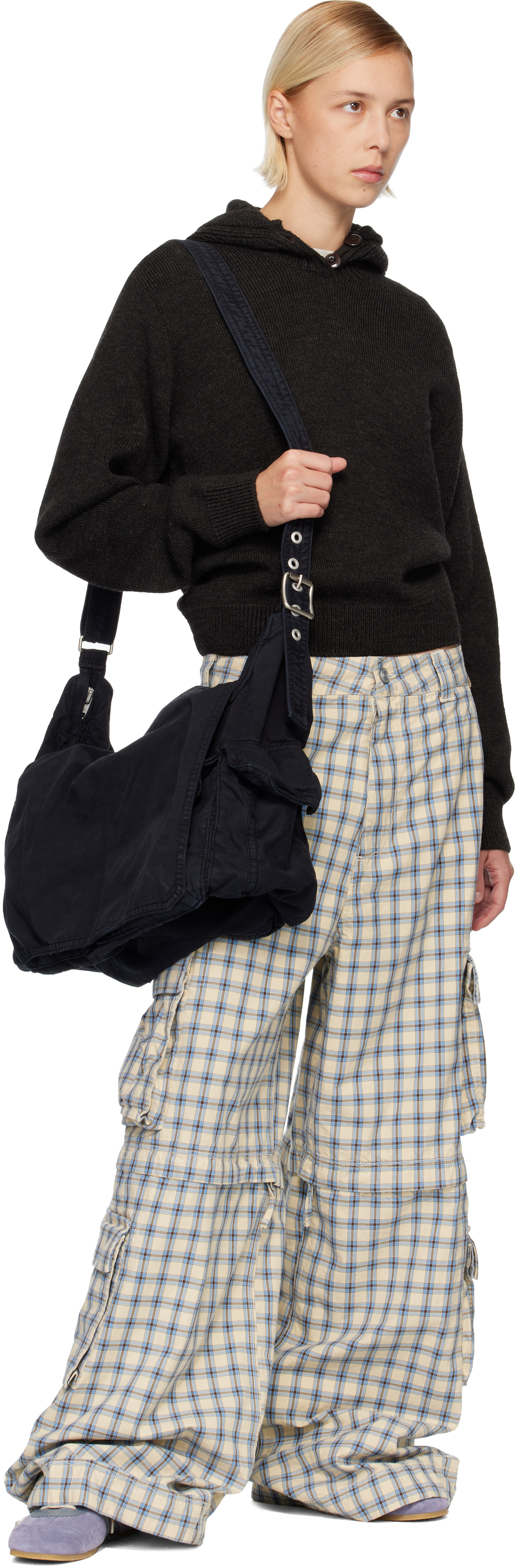 Erl Black Twill Cargo Bag In Black