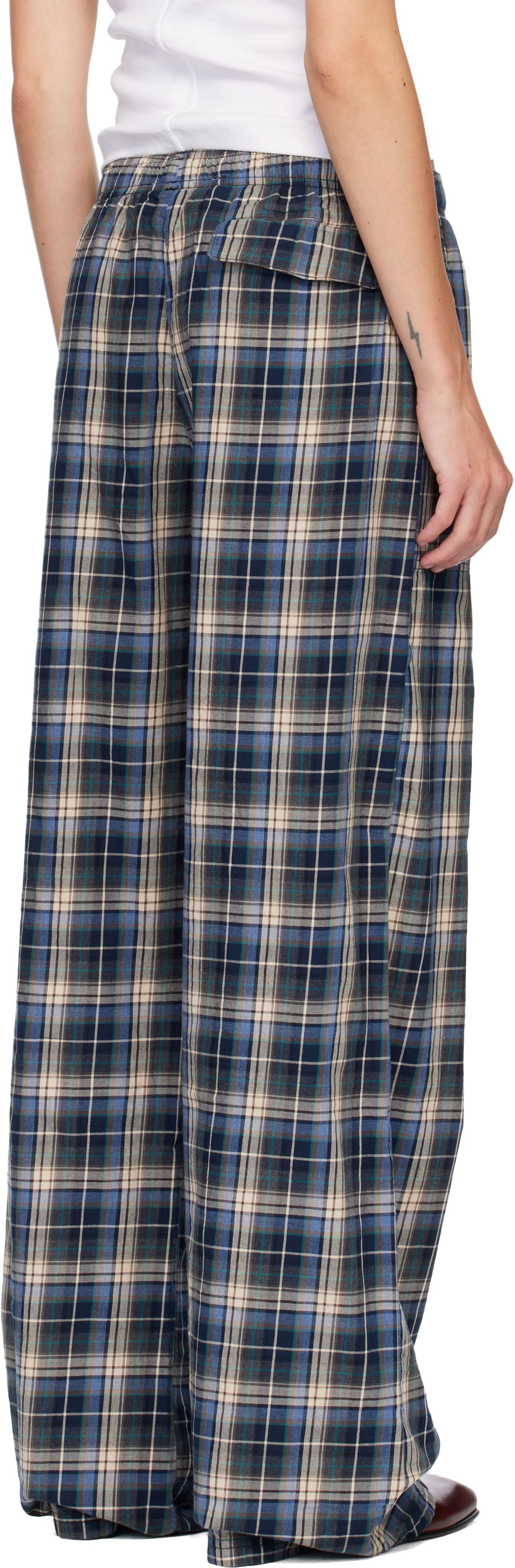 Erl Navy Plaid Lounge Pants In Blue