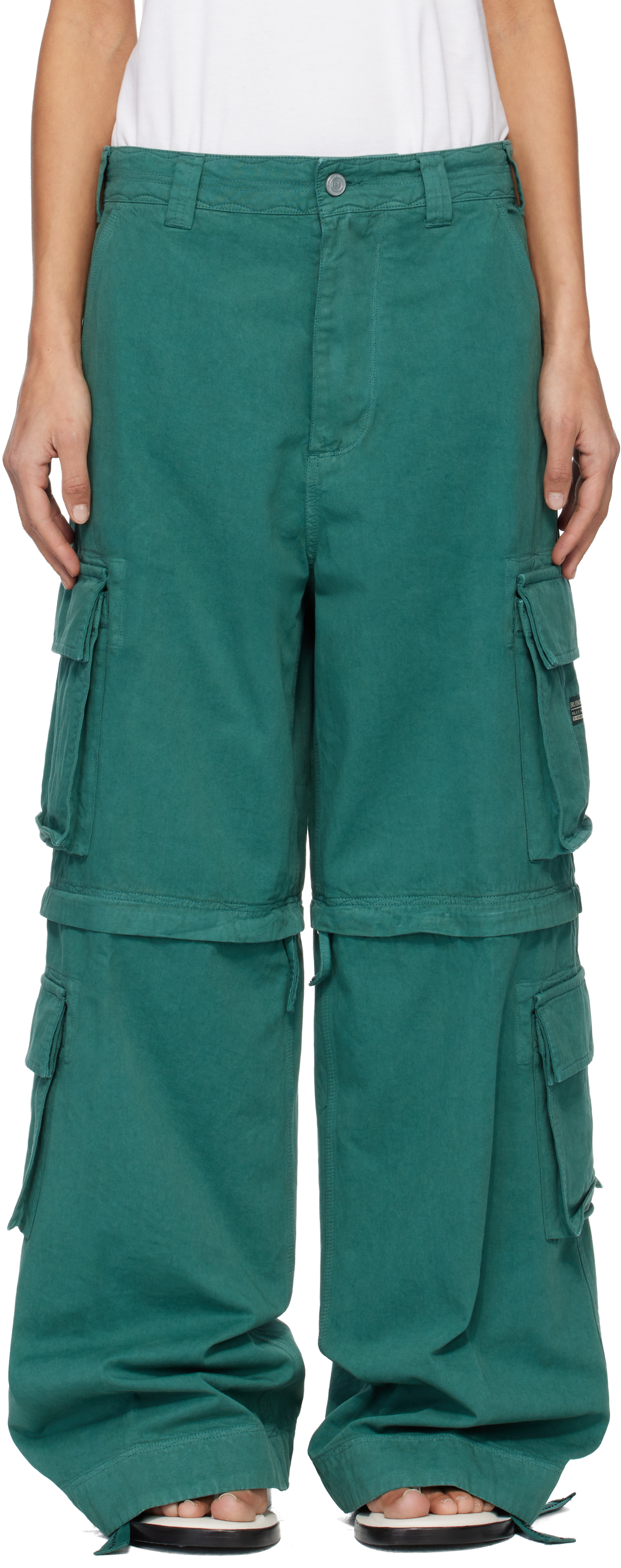 Green Zip-Off Cargo Pants by ERL on Sale