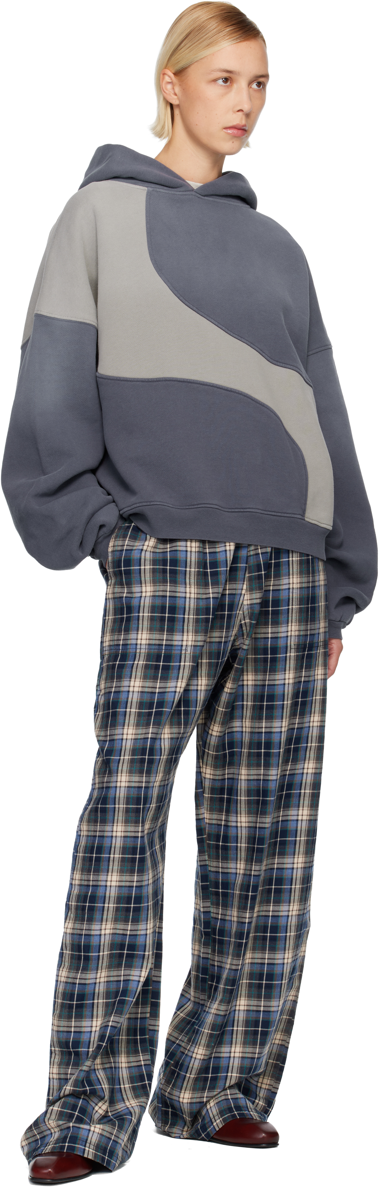 Erl Panelled Hoodie In Gray